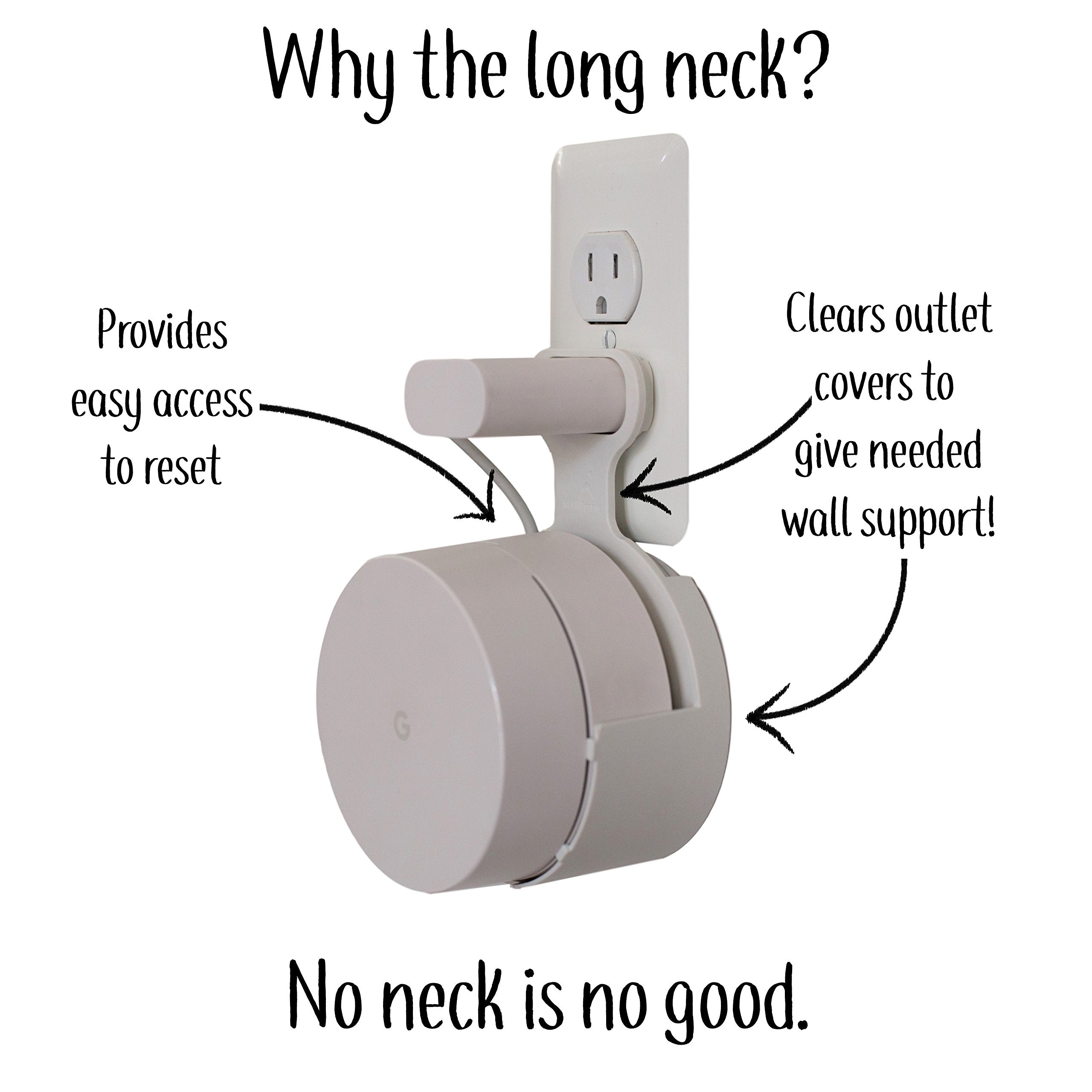 Dot Genie Google Wifi [Old Rectangular Plug � Not Current Round Plug] Outlet Holder Mount Stand: No Messy Screws! (1 Pack)