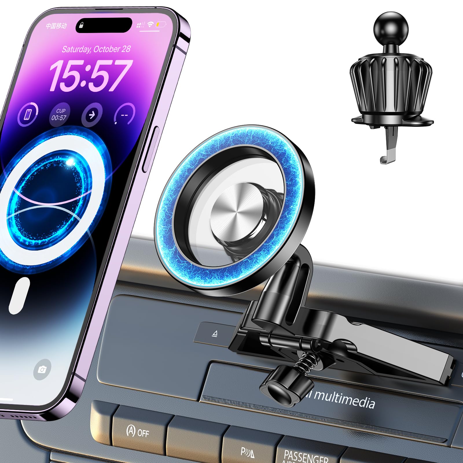 Kaistyle For Magsafe Cd Phone Holder For Car?20 Strong Magnets?Magnetic Cd Player Phone Mount For Car Phone Holder Cd Slot Mount