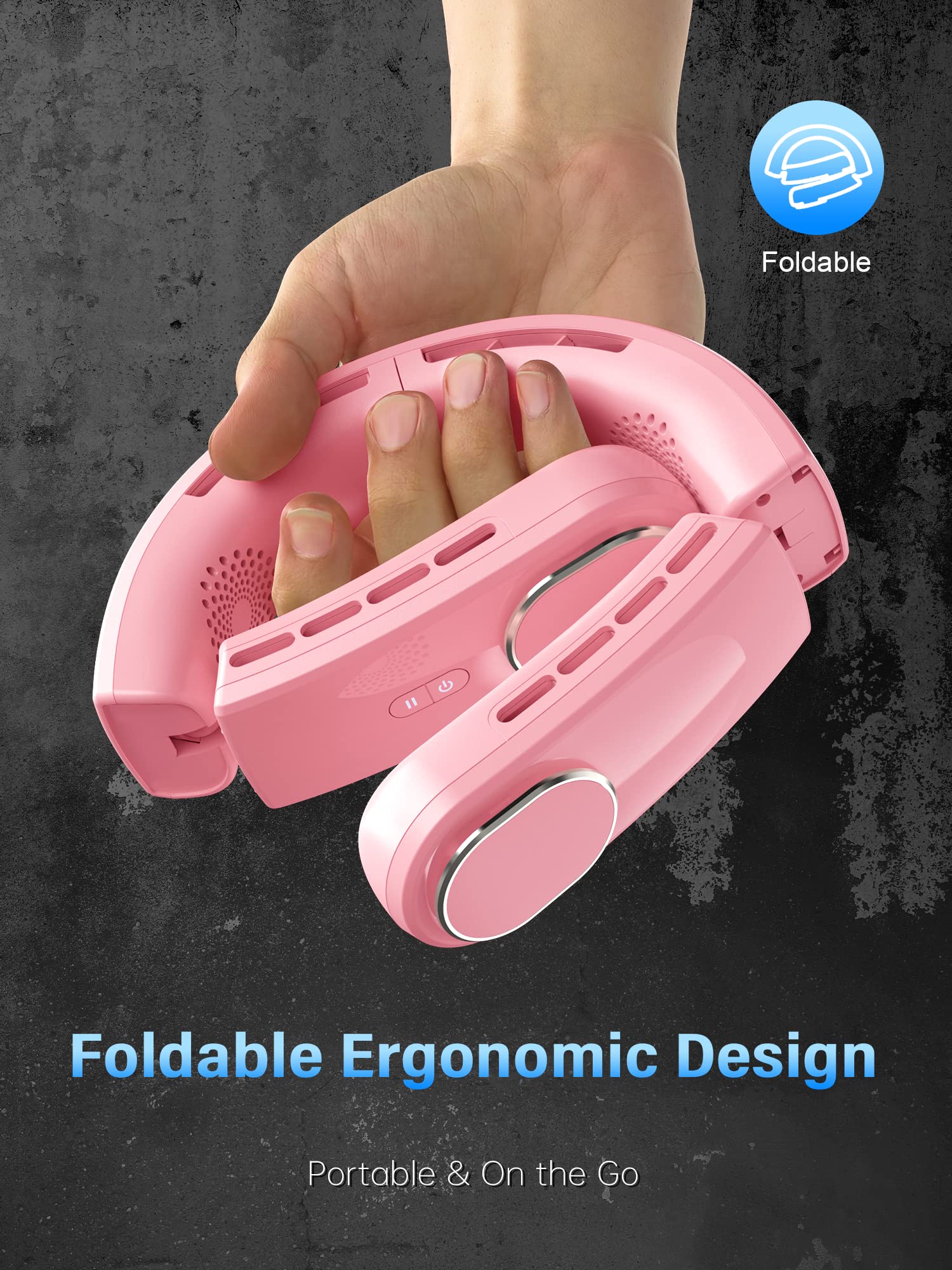 Chillgo Neck Fan   4 Turbo Foldable Portable Fan   Personal Bladeless Fan 5200Mah With Strong Airflow, 4 Vent Air Conditioner, W