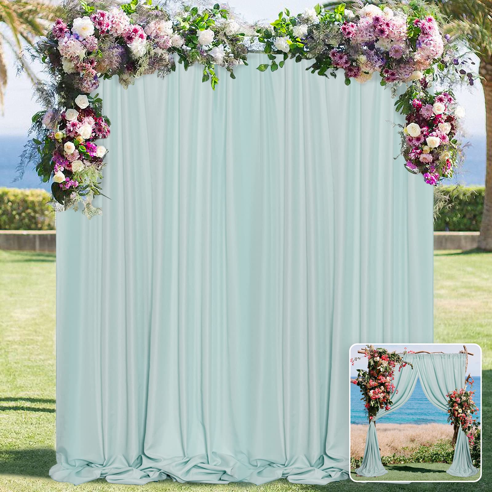 Mysky Home 10Ft X 10Ft Curtains Light Green Backdrop Curtains For Parties Wedding Curtains Stage Curtains Rod Pocket Privacy Cur