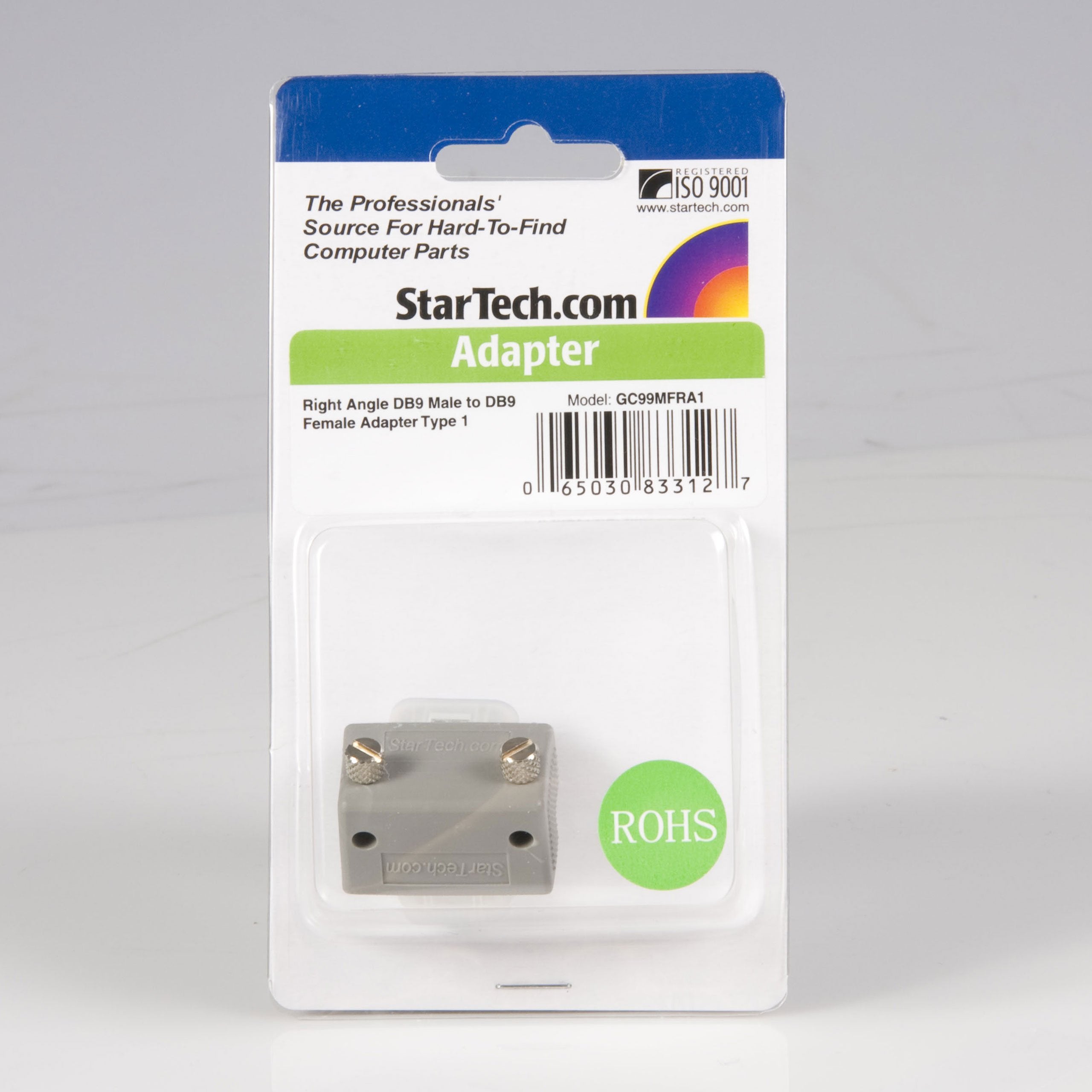 Startech.Com Right Angle Db9 To Db9 Serial Cable Adapter Type 1   M/F   Serial Adapter   Db 9 (M) To Db 9 (F)   Gc99Mfra1