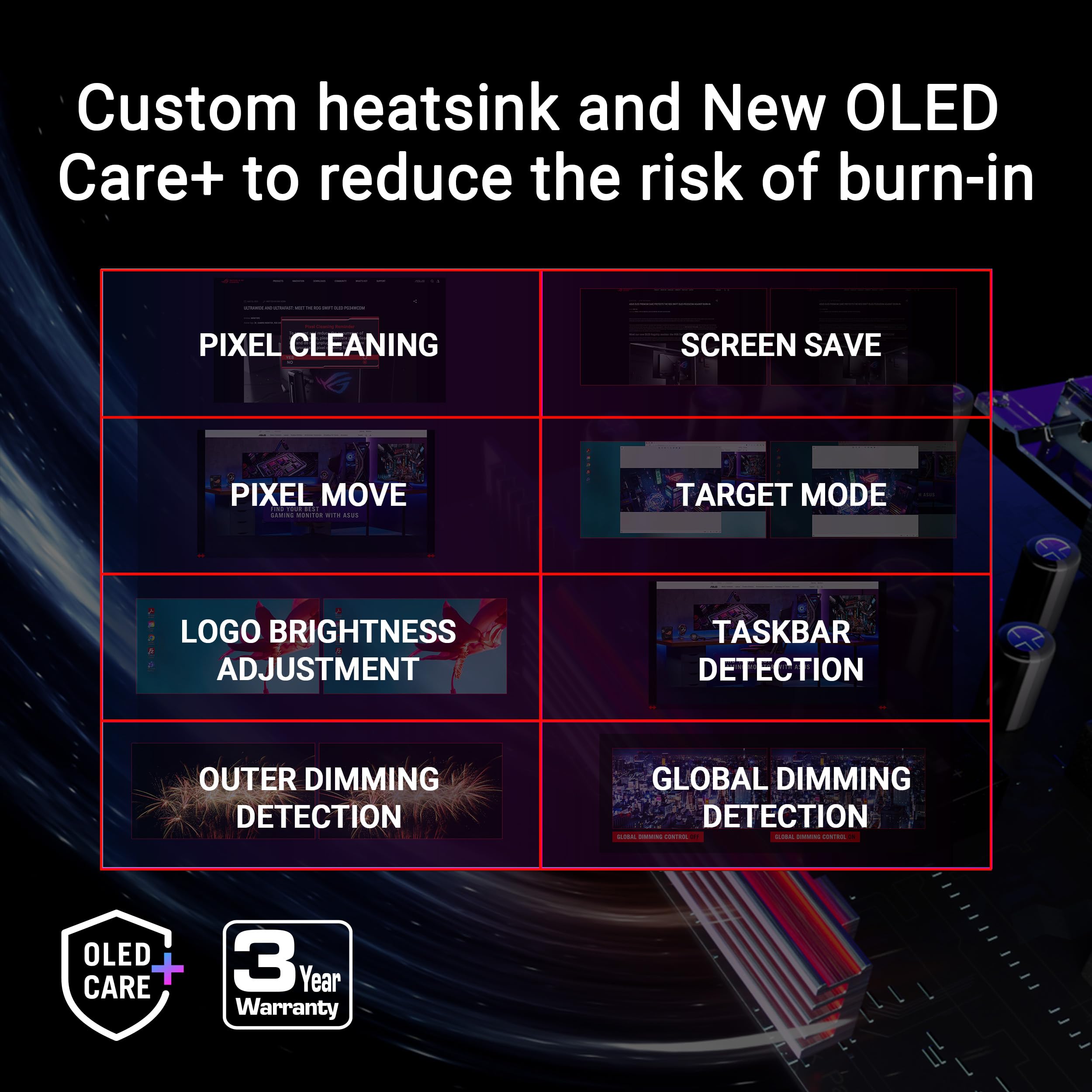 Asus Rog Swift Oled 27    1440P Gaming Monitor (Pg27Aqdp)   Woled, Qhd, 480Hz, 0.03Ms, G Sync Compatible, Custom Heatsink, Ai As