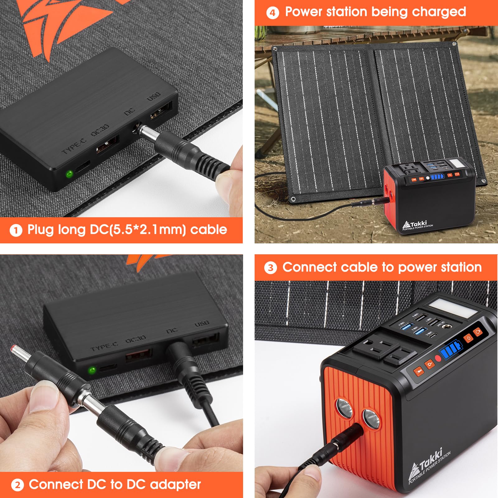 Takki 111Wh Solar Generator Portable Power Station With Solar Panels 21W Included, 120W Peak Camping Solar Charger System Power