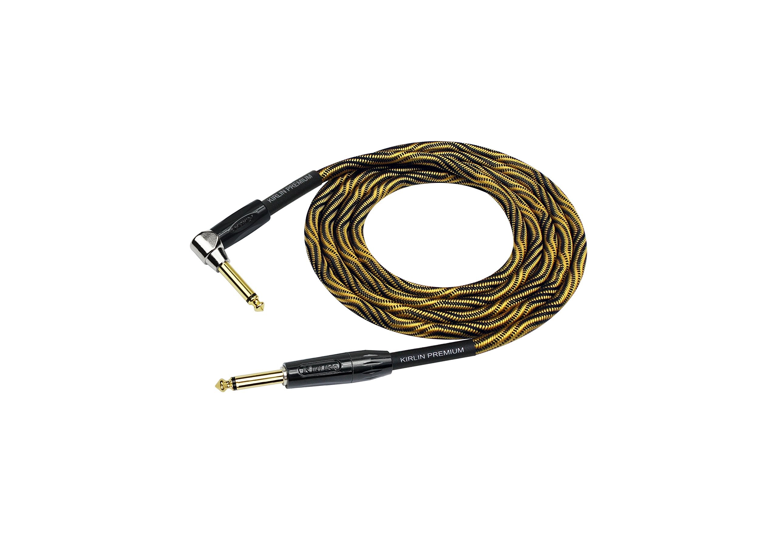 Kirlin, Kirlin Cable Iwb Instrument Cable, 1/4 Inch Right Angle To Straight, Black Gold Wave, 20Ft (Iwb 202 Bfgl 20/Wbo)