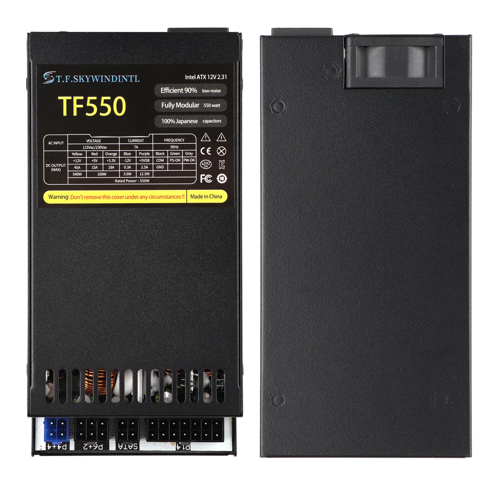 T.F.SKYWINDINTL 550W Flex ATX Fully Modular Power Supply 110/220V Black for Mini ITX Small Form Factor PC (TF550B)