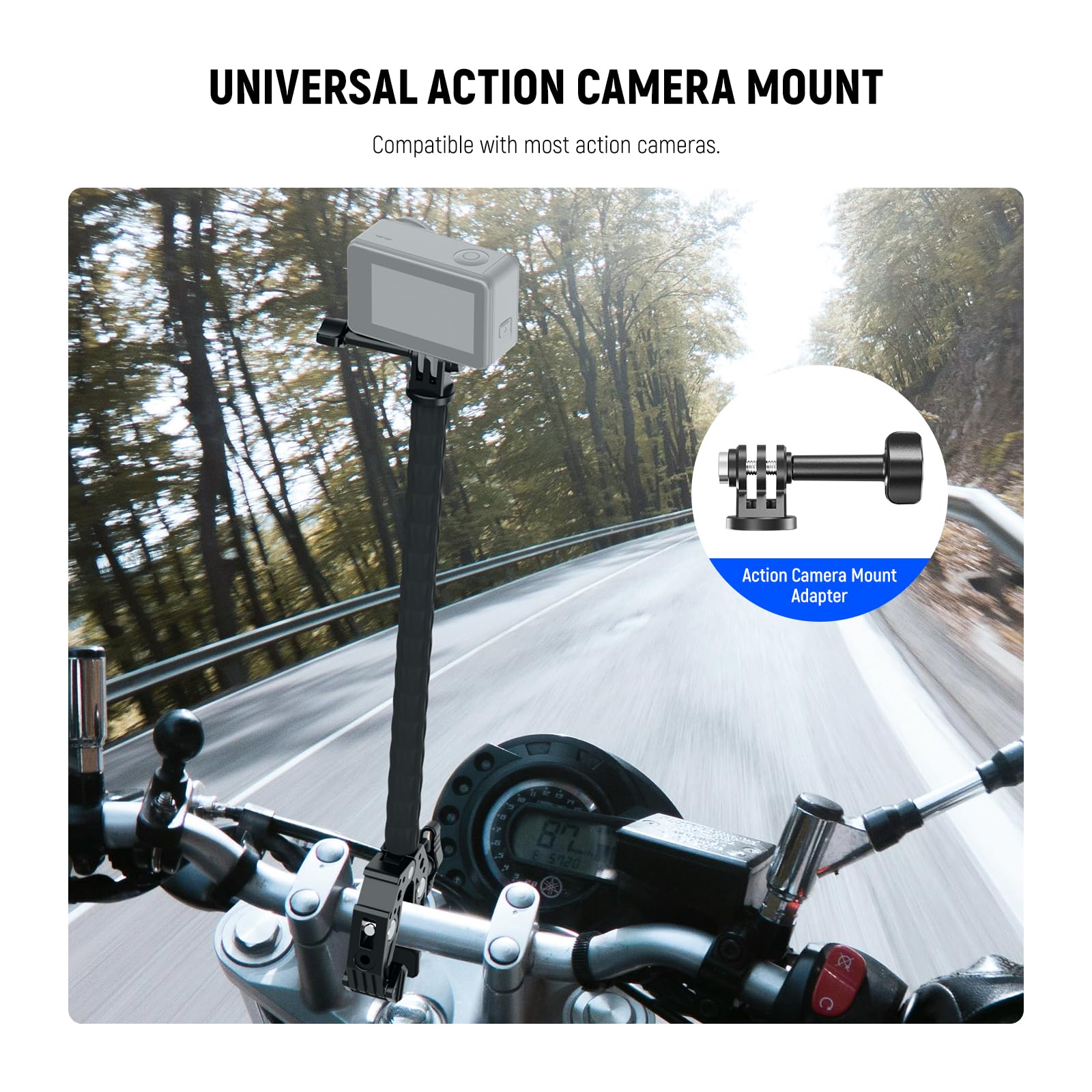 Neewer Action Camera Mount Kit With Super Clamp, Soft Tube, Adapter, Phone Holder For Flat/Round Surfaces, Compatible With Gopro