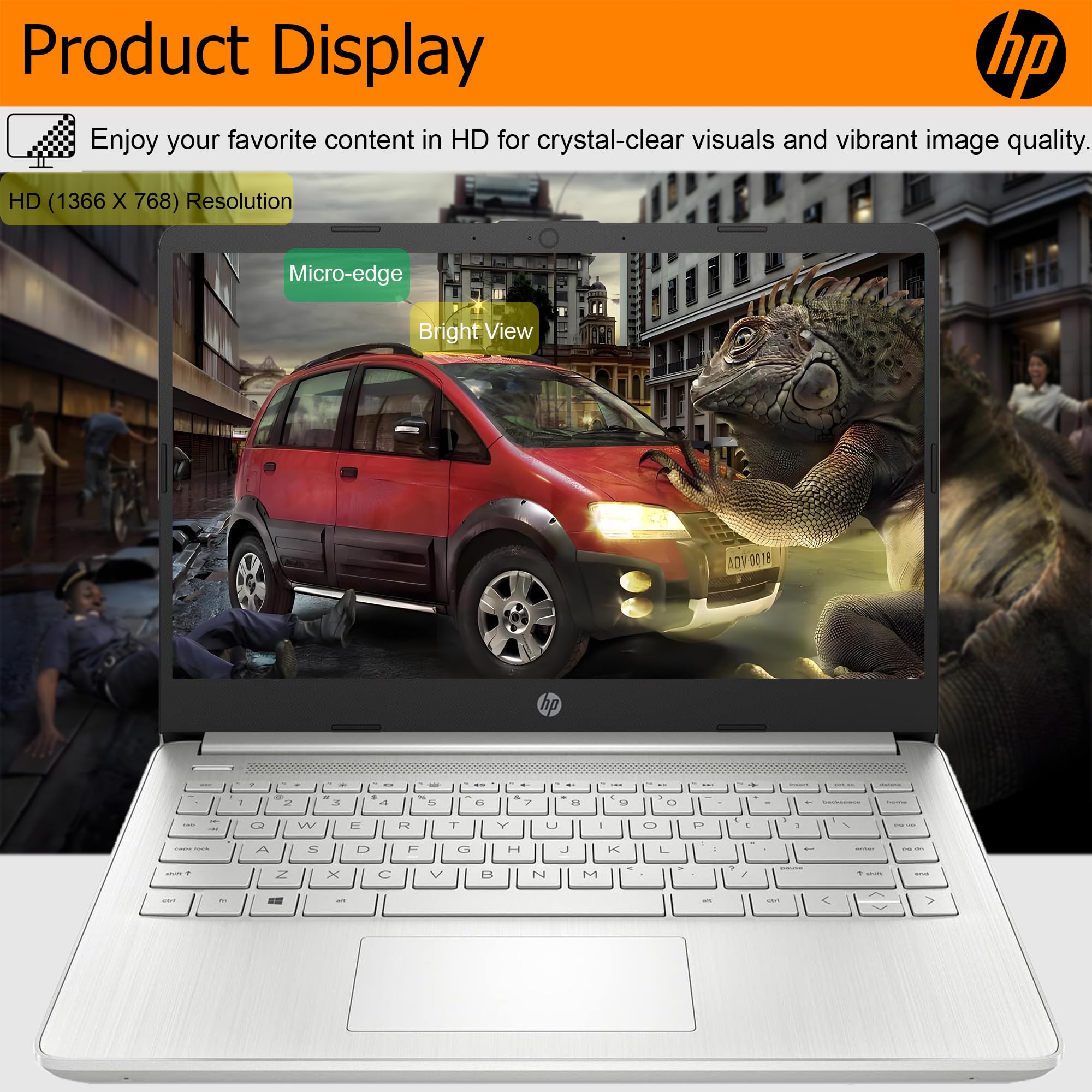Hp Ultralight 14 Inch Laptop With Intel 4-Core Processor  With Microsoft 365 And Wireless Earbuds  8Gb Ram  128Gb External & 64G