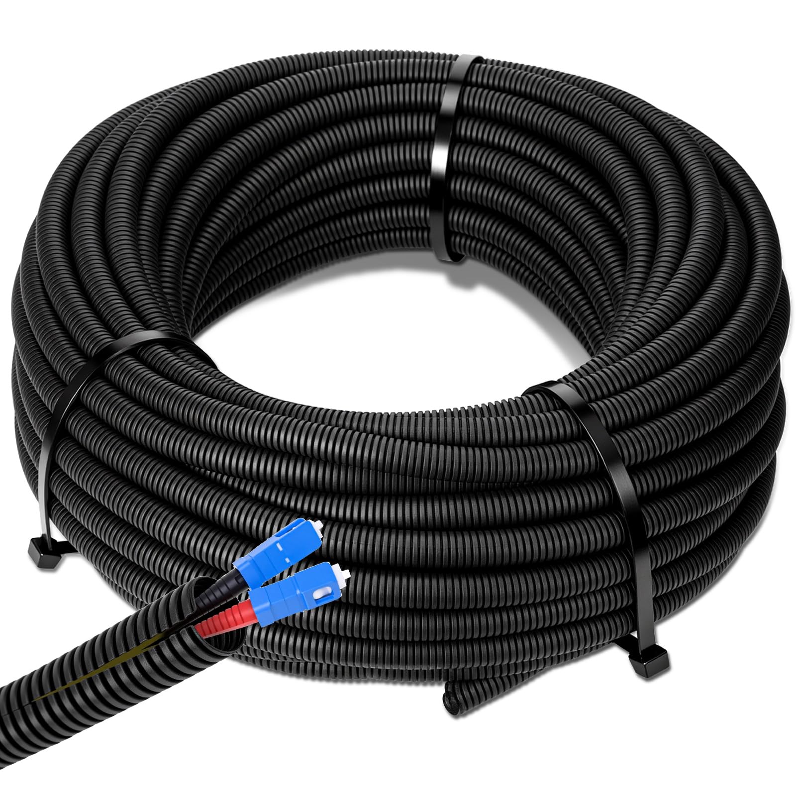 Sasylvia 3/8 x 25 ft Split Wire Loom Tubing Automotive Wire Loom Assortment Split Cable Sleeves Bulk Flexible Electrical Conduit
