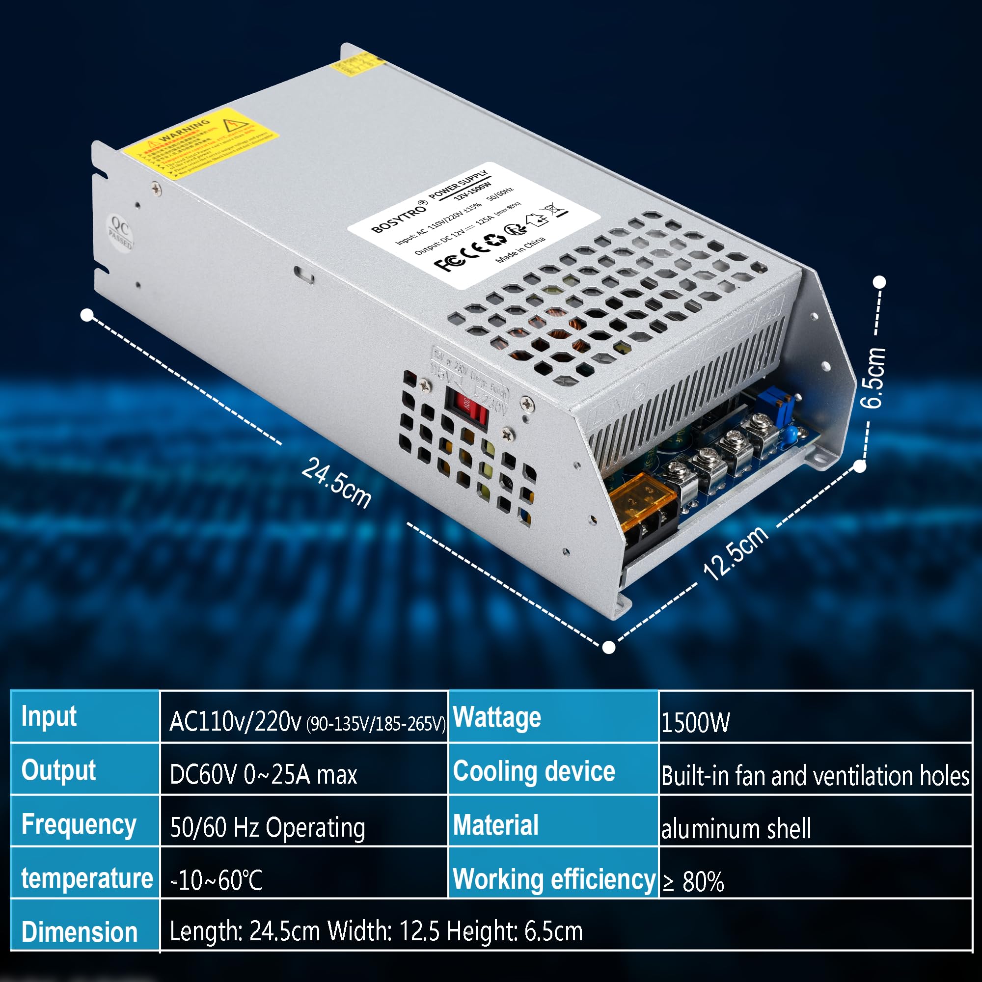 Bosytro 12V 125A 1500W Dc Switching Power Supply Adapter Psu Ac 110V / 220V Dc 12V Transformer Adapter, For 3D Printer,Cctv Came