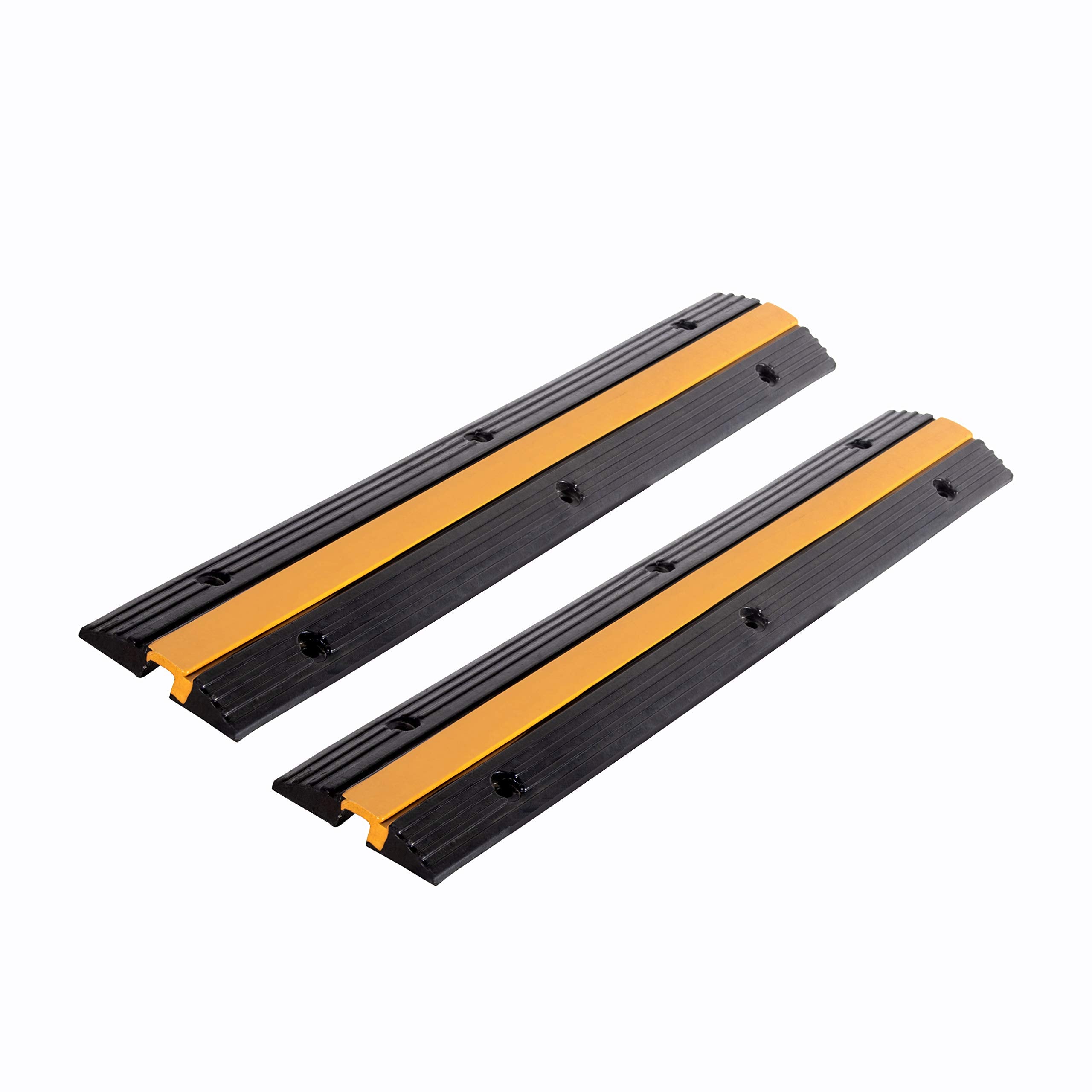 F Come 2 Pack Rubber Cable Ramp Hose Cable Protector Ramp 1 Channel 11000Lbs Load Capacity Traffic Speed Bump Wires Power Lines