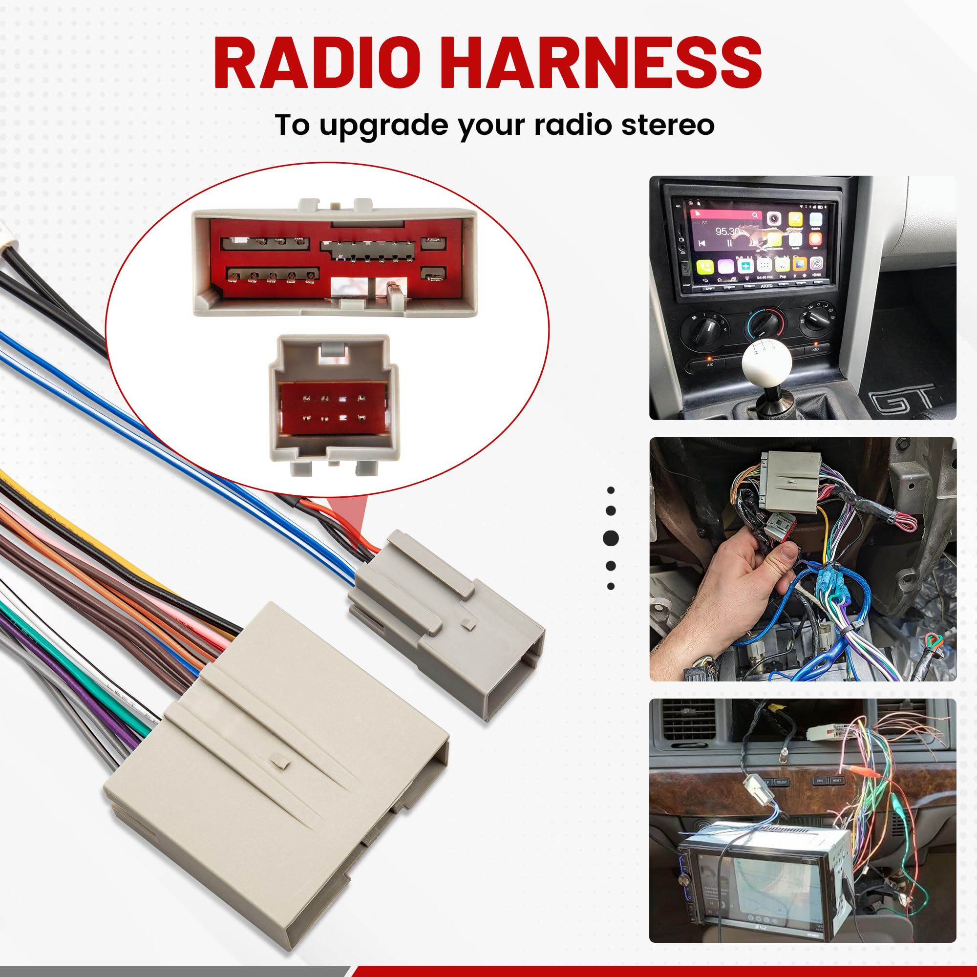 Red Wolf Radio Wiring W/Antenna Adapter Rca Input Replacement For Ford 2006 2012, Lincoln 2006 2010, Mercury 2006 2009 Aftermarket Stereo Install Wire Cable Harness With Rca Adapter Plug