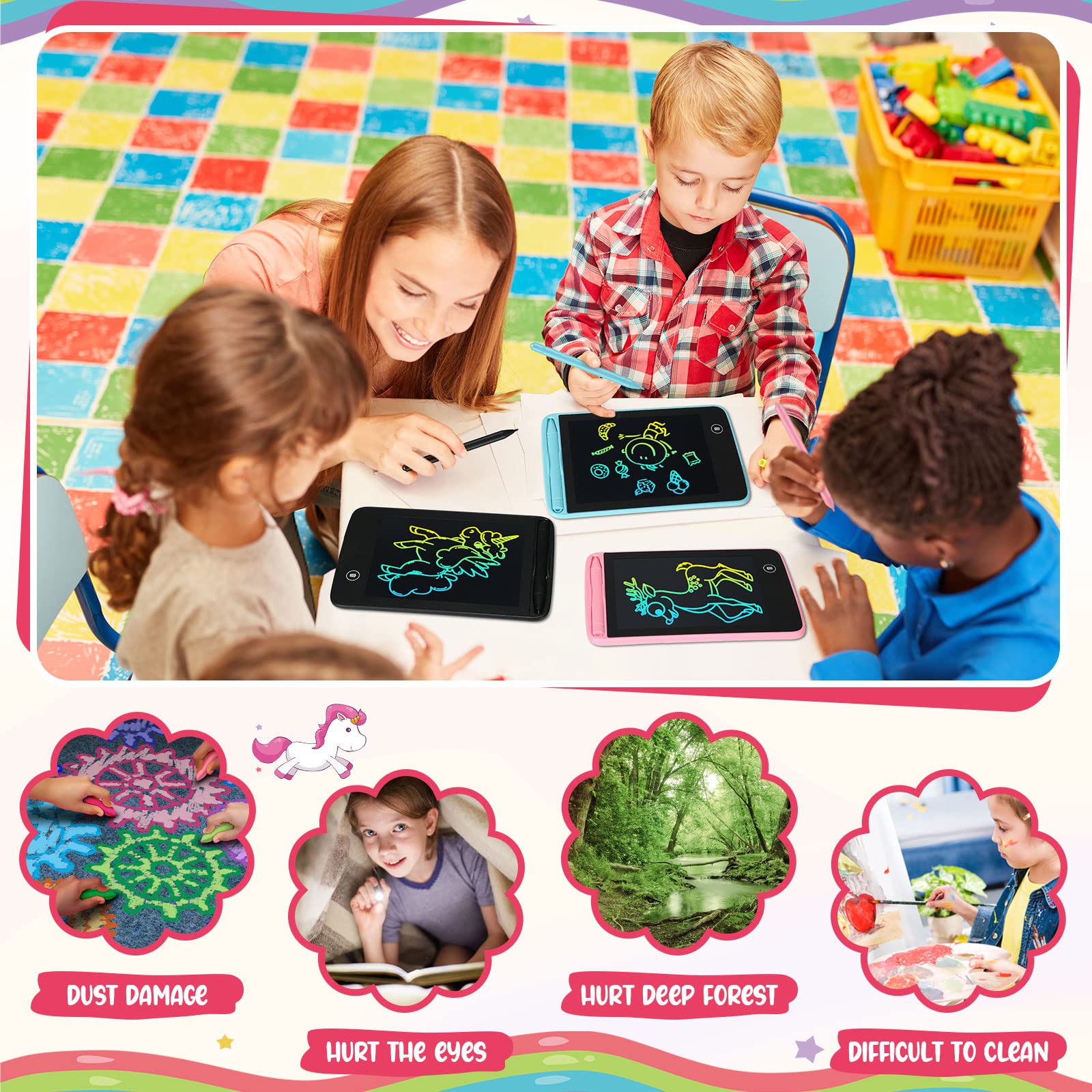 Zhehao 20 Pcs Lcd Writing Tablet For Kids 6.5 Inch Colorful Doodle Board Lcd Writing Board Kids Portable Electronic Drawing Boar