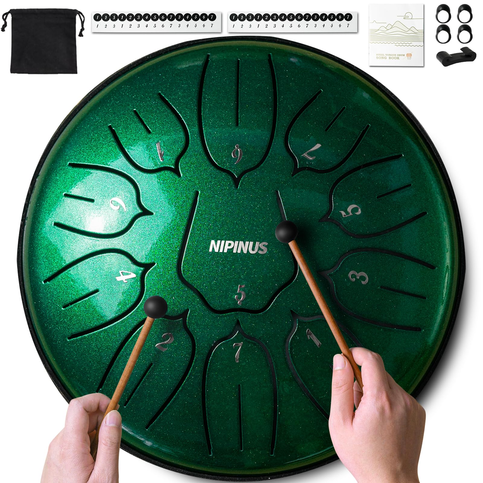 Rain Drum for Outside Garden, Steel Tongue Drum - 6 Inch 11 Notes Metal HandPan Drums,Waterproof Rain Chime,Musical Gifts