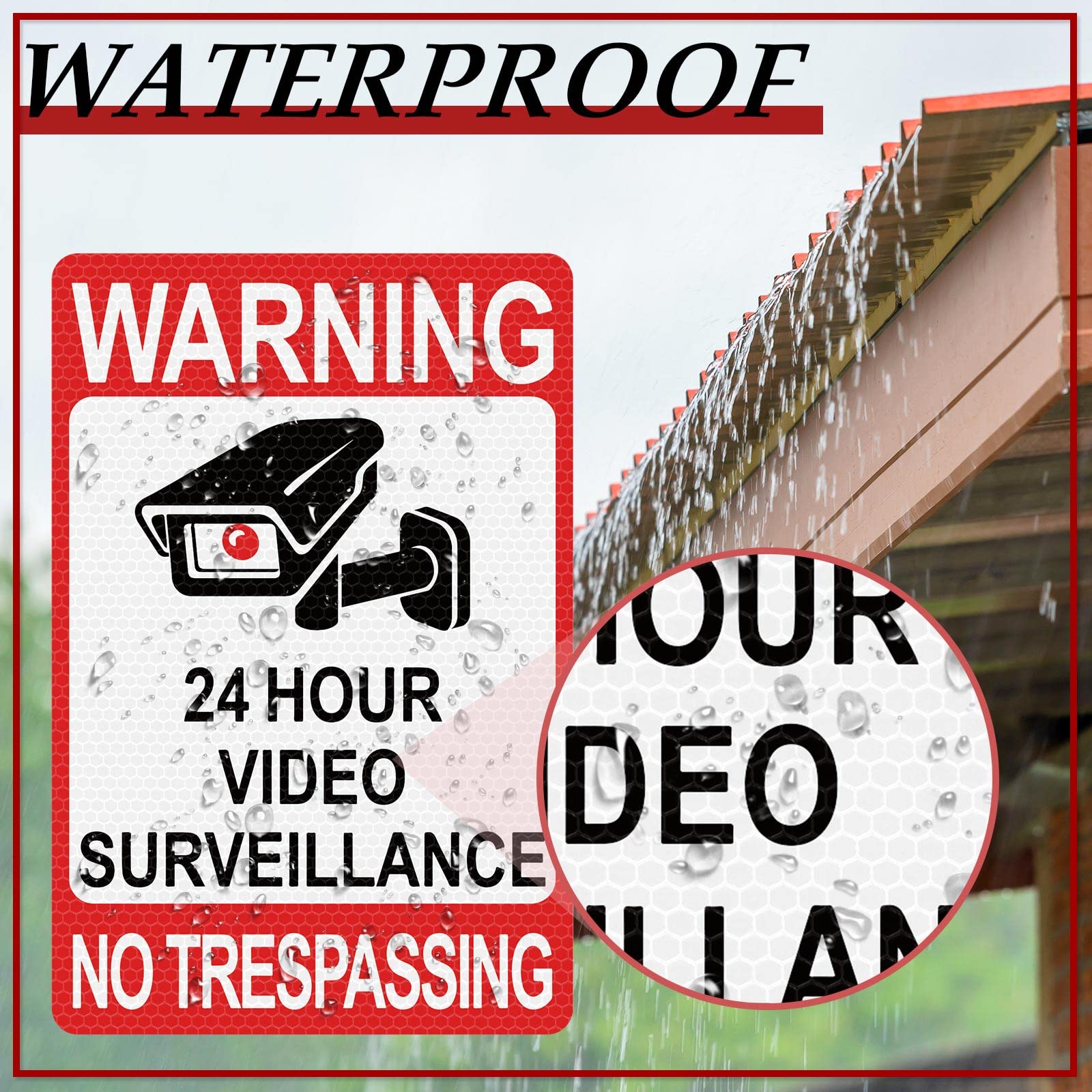 8 Pcs 24 Hour Video Surveillance Sticker Reflective Sticker Decal Self Adhesive Video Surveillance Sign Outdoor Smile Camera Sig
