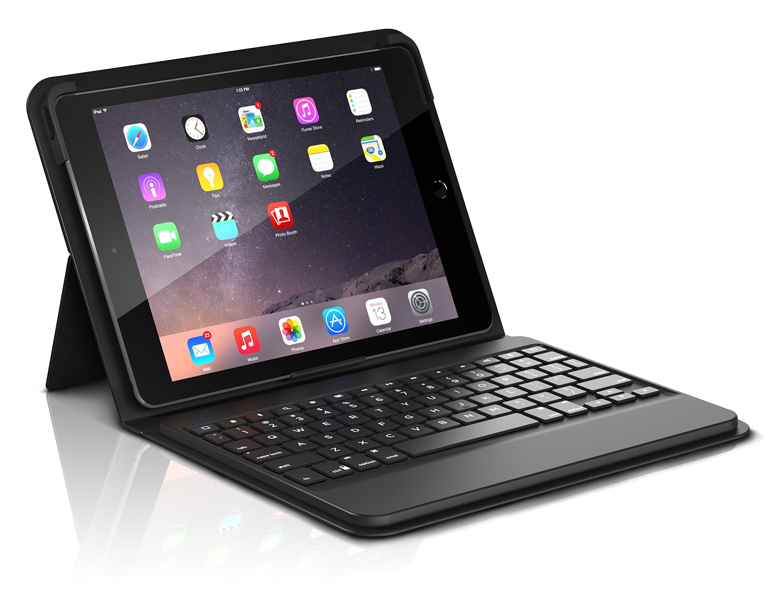 ZAGG ID8BSF-BB0 Messenger Folio Case and Non-backlit Bluetooth Keyboard for Apple iPad Pro 9.7, iPad 9.7, iPad Air and iPad Air 