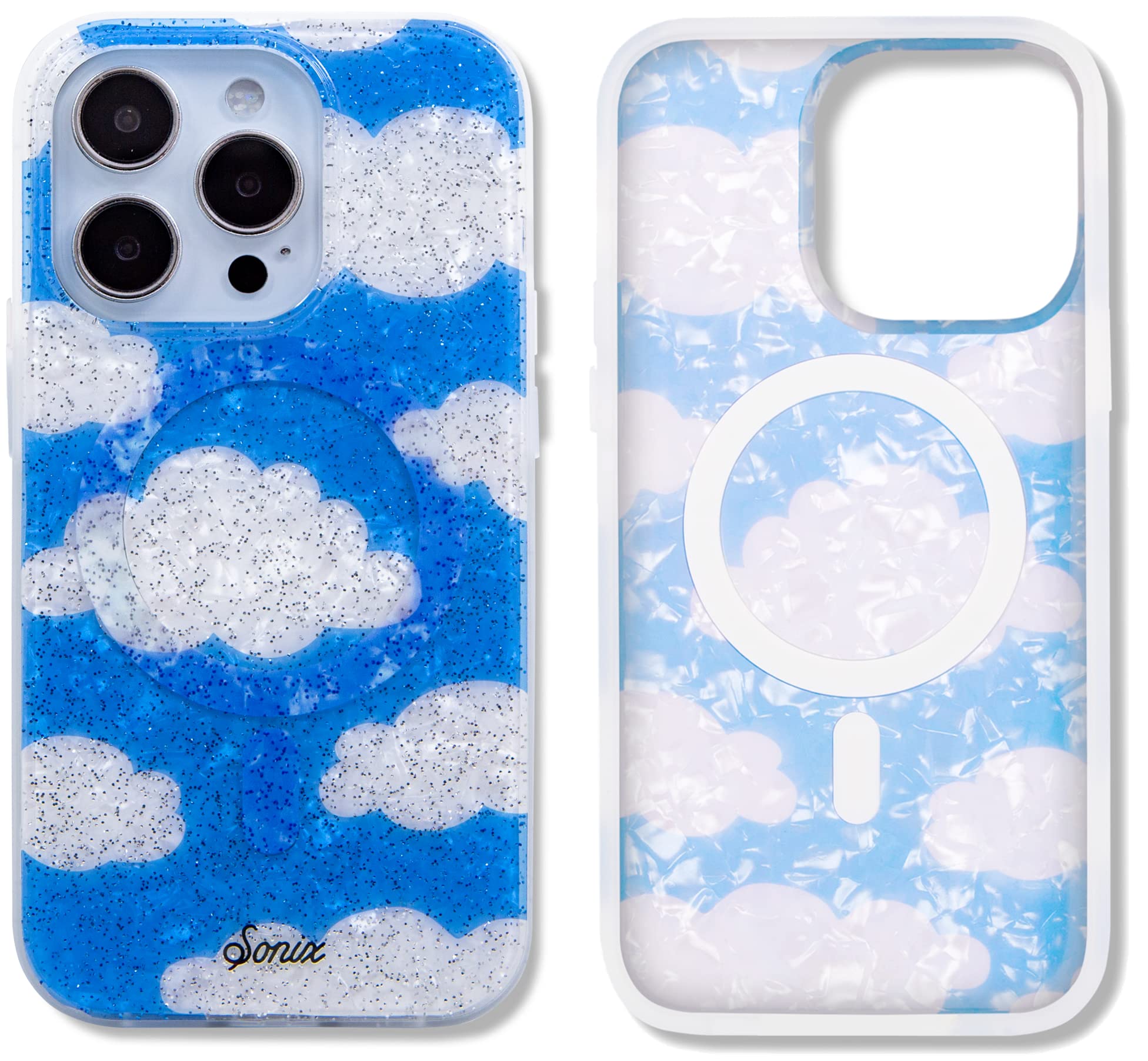 Sonix Case For Iphone 14 Pro | Compatible With Magsafe | 10Ft Drop Tested | Glitter Day Dream Clouds