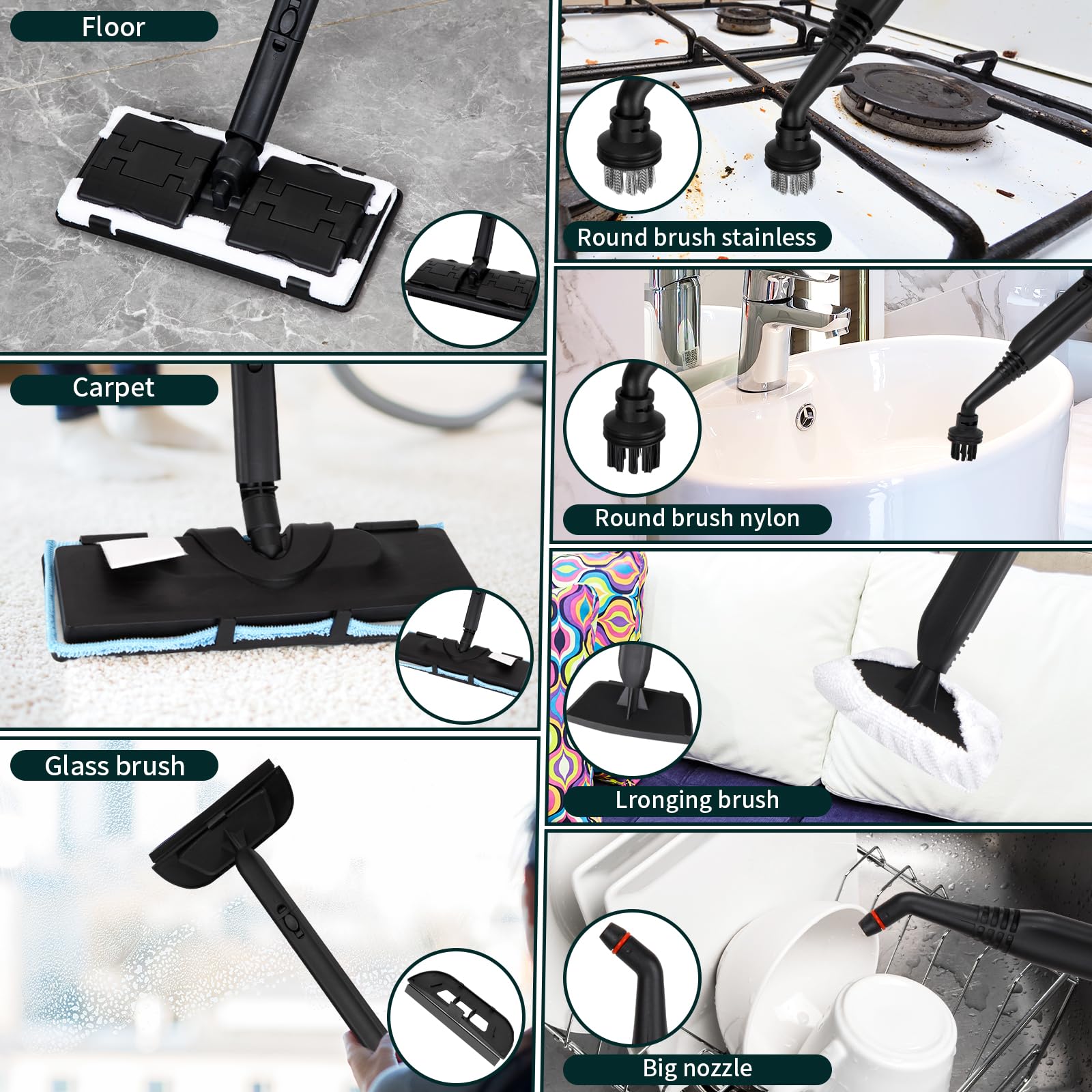 Steam Cleaner,Multipurpose Neat Canister Steamer With 21 Accessories,5 Minutes Fast Heating,Rolling Cleaning Machine For Carpet,