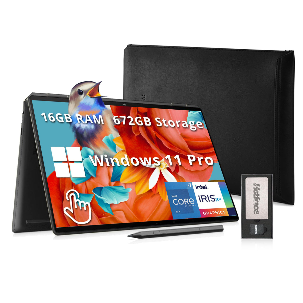 Hp Spectre 2-In-1 16'' 3K+ Touchscreen Laptop, Intel I7-13700H, 16Gb Ram, 672Gb Storage(512Gb Ssd+160Gb Docking Station), Backli