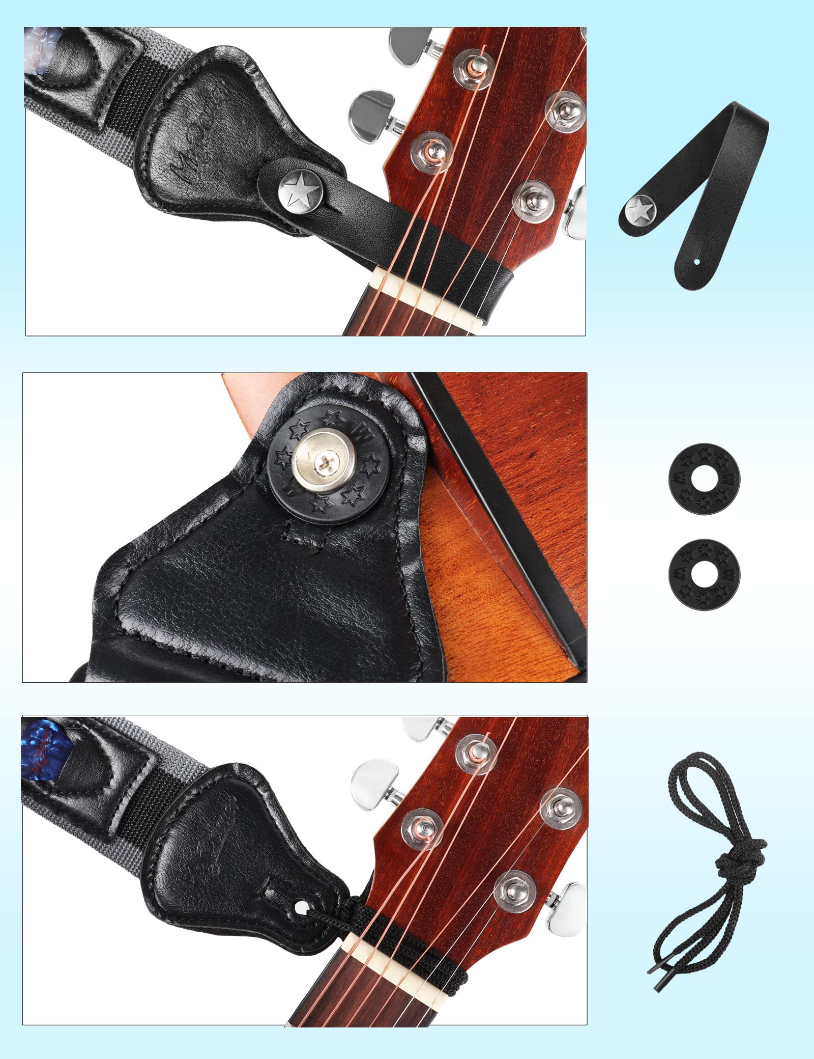 Mr.Power Guitar Strap 36.6In   65In With 3 Pick Holders For Electric/Acoustic (Nylon Strap With Accessories)