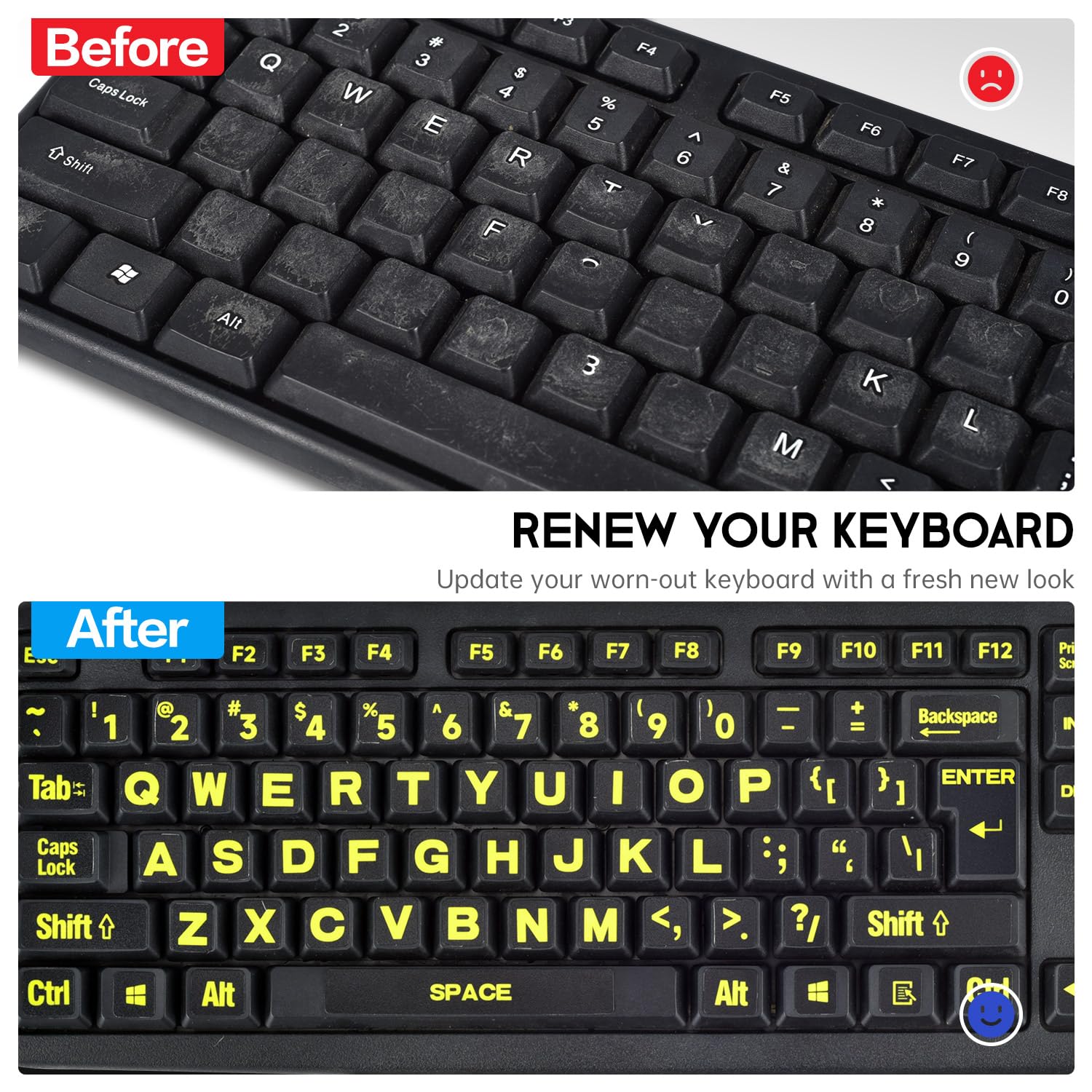 English Keyboard Stickers Full Size Universal Pc Computer Laptop Desktop Keyboard Replacement English Keyboard Stickers, Qwerty
