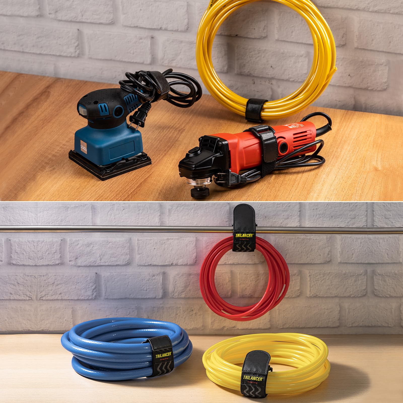 Trilancer Elastic Cinch Straps With Anti Slip Strips, 5 Size Combo(10 Pack) Heavy Duty Hook And Loop Storage Straps For Extensio