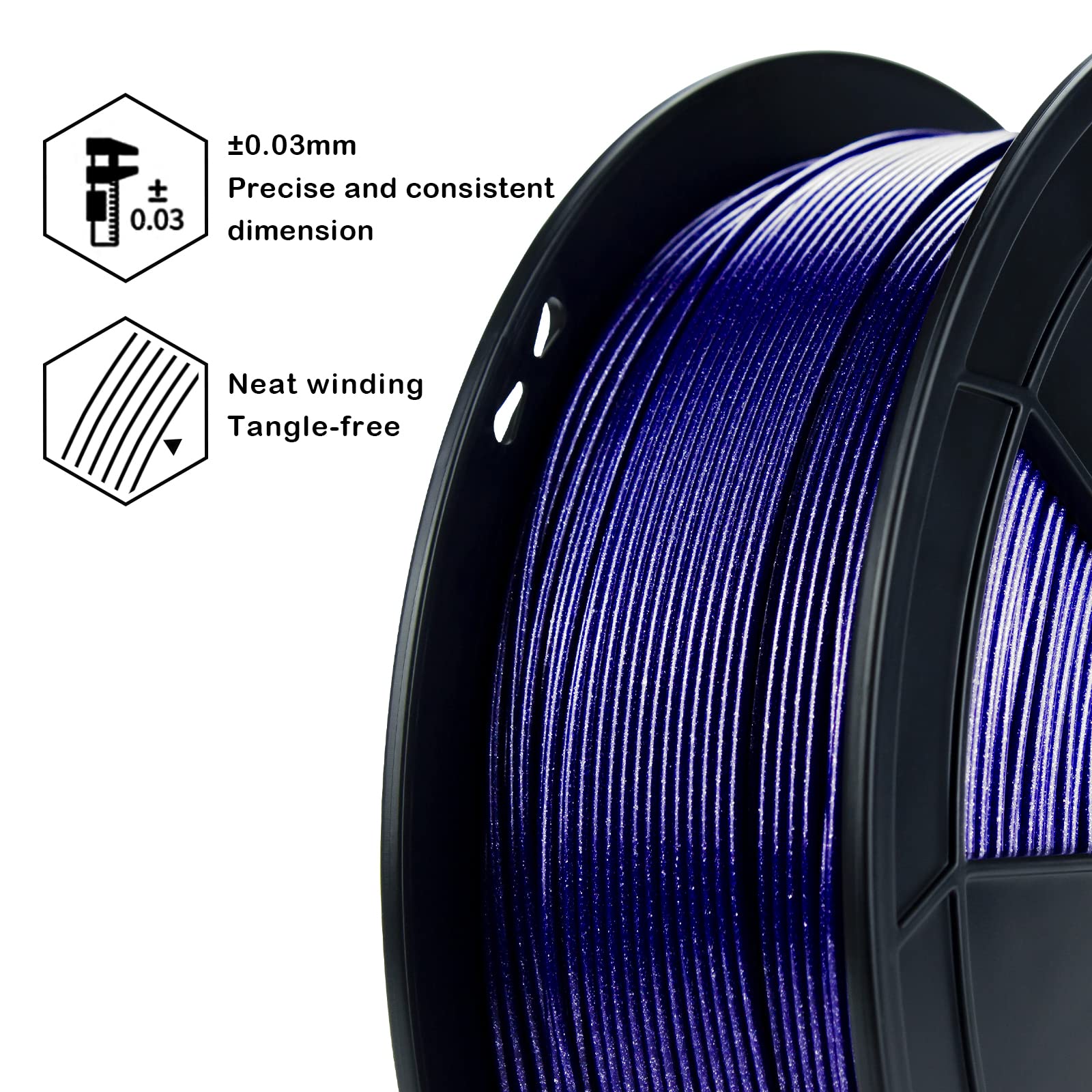 Ziro Shiny Sparkle Pla Filament With Glitter, Shining 3D Printer Pla Filament 1.75Mm, Diamond Series Colorful Spool 1Kg, Neatly