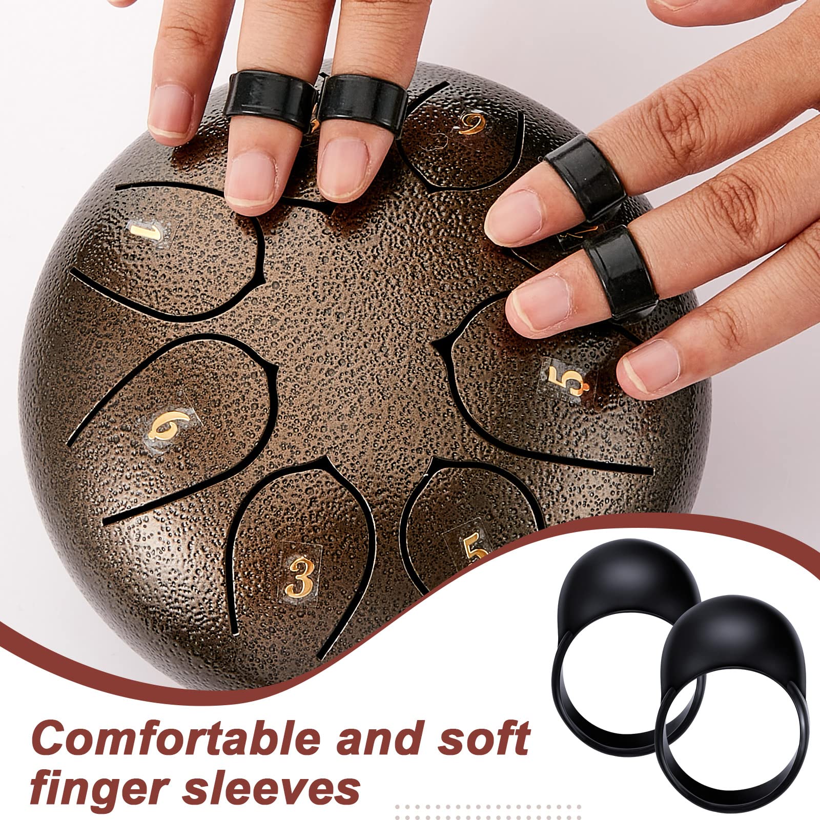 4 Pcs Steel Tongue Drum Mallets 8 Inch Glockenspiel Sticks Drum Stick Mallet And 8 Steel Tongue Drum Finger Sleeves, Silicone Ru