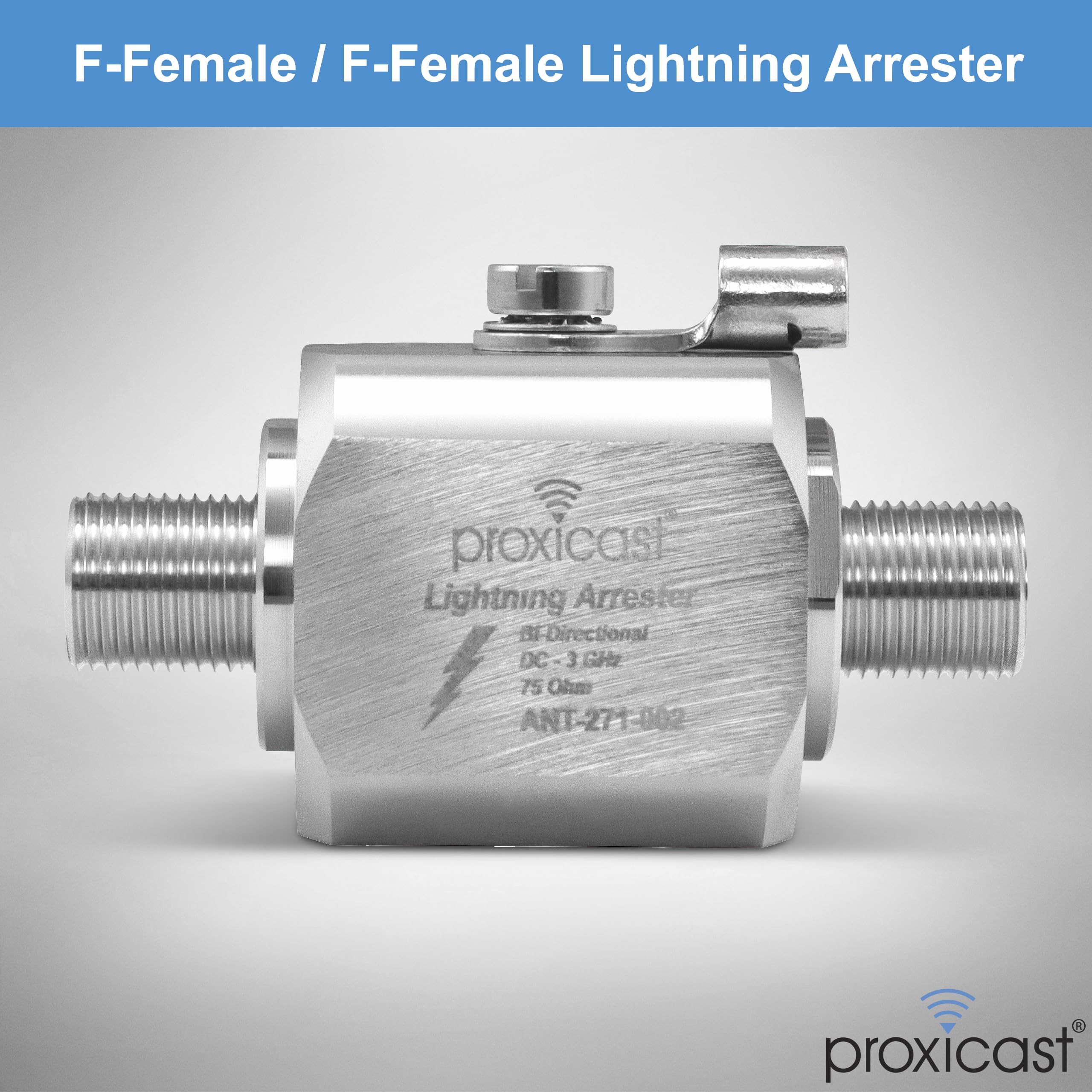 Proxicast Coaxial Lightning Arrester/Suppressor With 75 Ohm F Female Connectors   Pro Grade Coax Cable Surge Protector For Television (Tv) / Satellite Dish Antennas & Cable Internet Use (Ant 271 002)