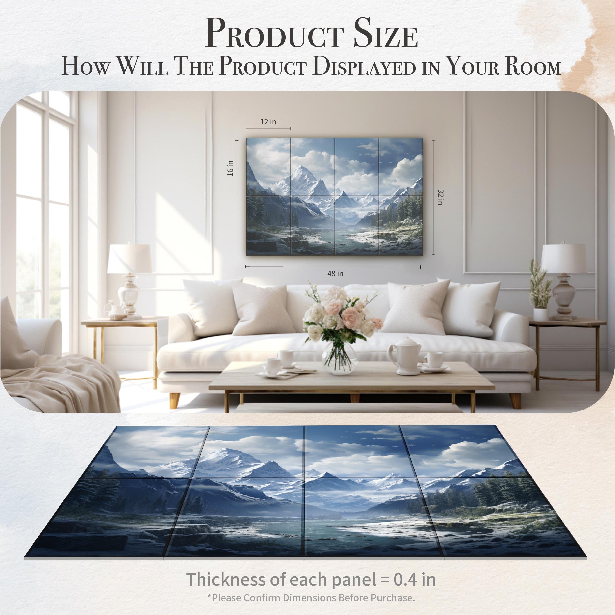 Soon Global 8 Pack Acoustical Wall Panels, 48 X 32 Inches Art Acoustic Panels, Decorative Acoustic Panels, Acoustic Wall Panels,