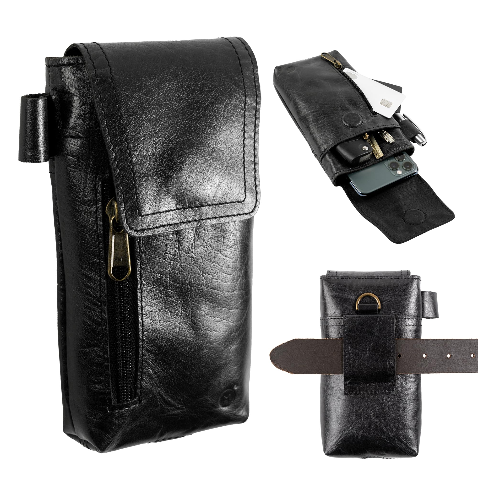 Moonster Leather Phone Holster   Genuine Full Grain Buffalo Leather Cell Phone Holsters   7    H X 3.5'' W Leather Cell Phone Ho