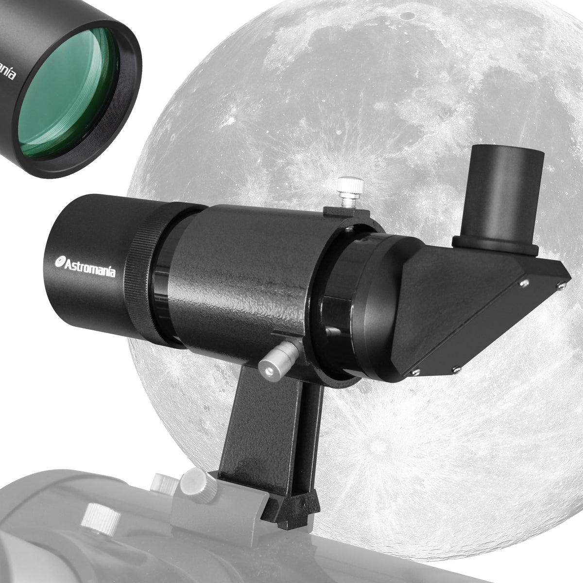 Astromania 9X50 Angled Finder Scope With Upright And Non-Reversed Image, Black
