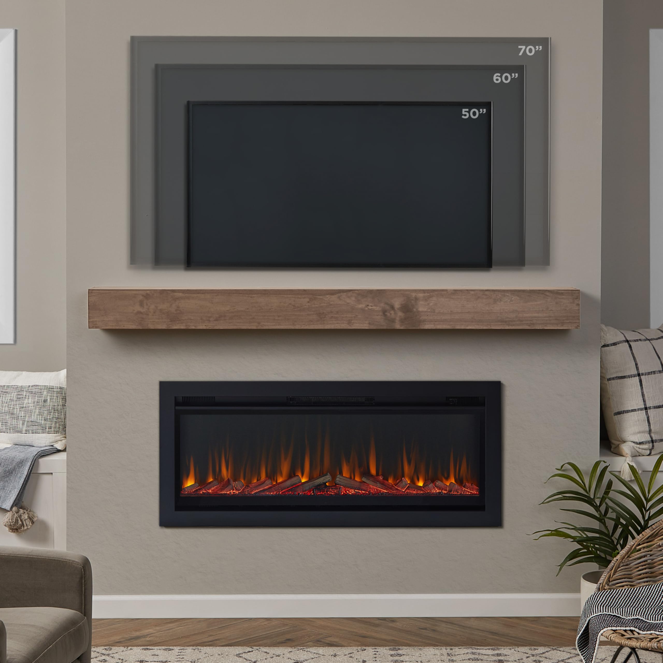 Real Flame 49'' Wall Mount Or Recessed Electric Fireplace Insert By Real Flame