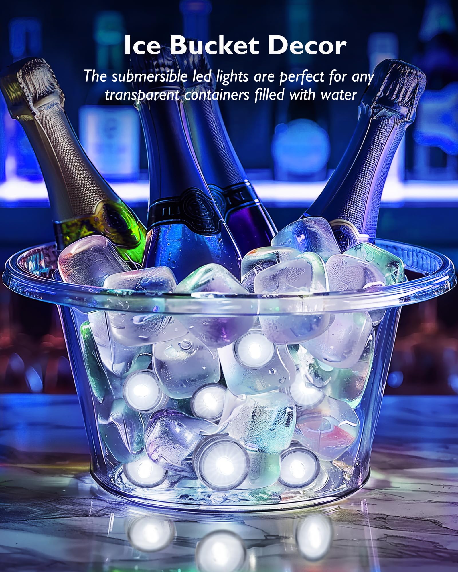 Homemory 12Pcs Mini Submersible Led Lights, 150+Hour Waterproof Small Tealight Candles,Battery Operated Underwater Efx Light For