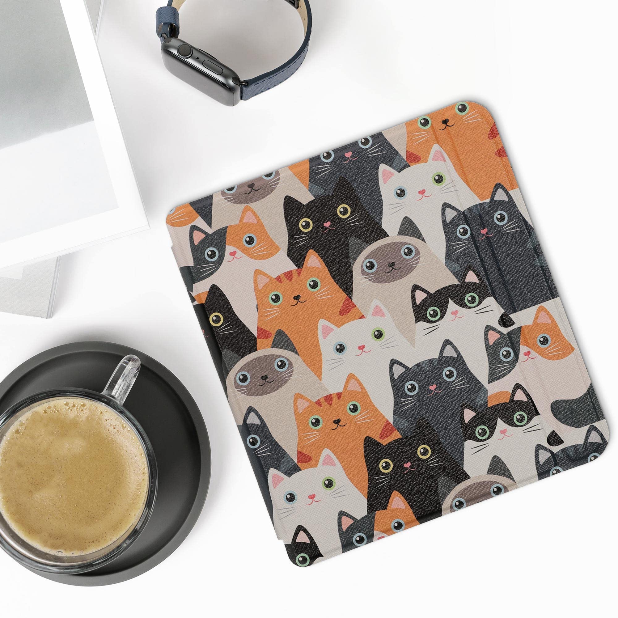 Kwmobile Case Compatible With Kobo Libra 2 Case   Ereader Cover   Cats Orange/Black/White