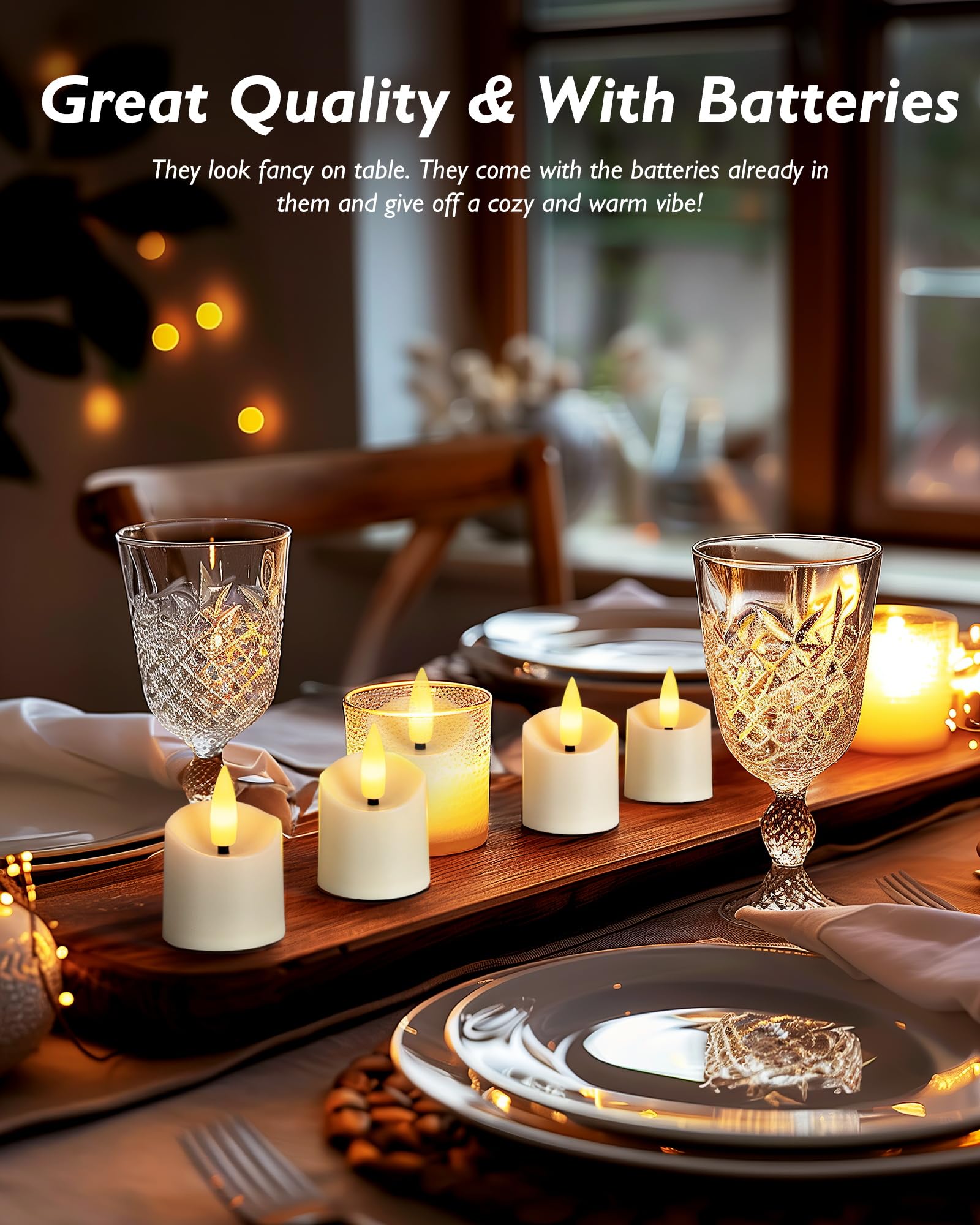 Homemory 12Pack Timer Flameless Led Votive Candles, Realistic 3D Flickering Flameless Candles, Long Lasting Battery Operated Tea