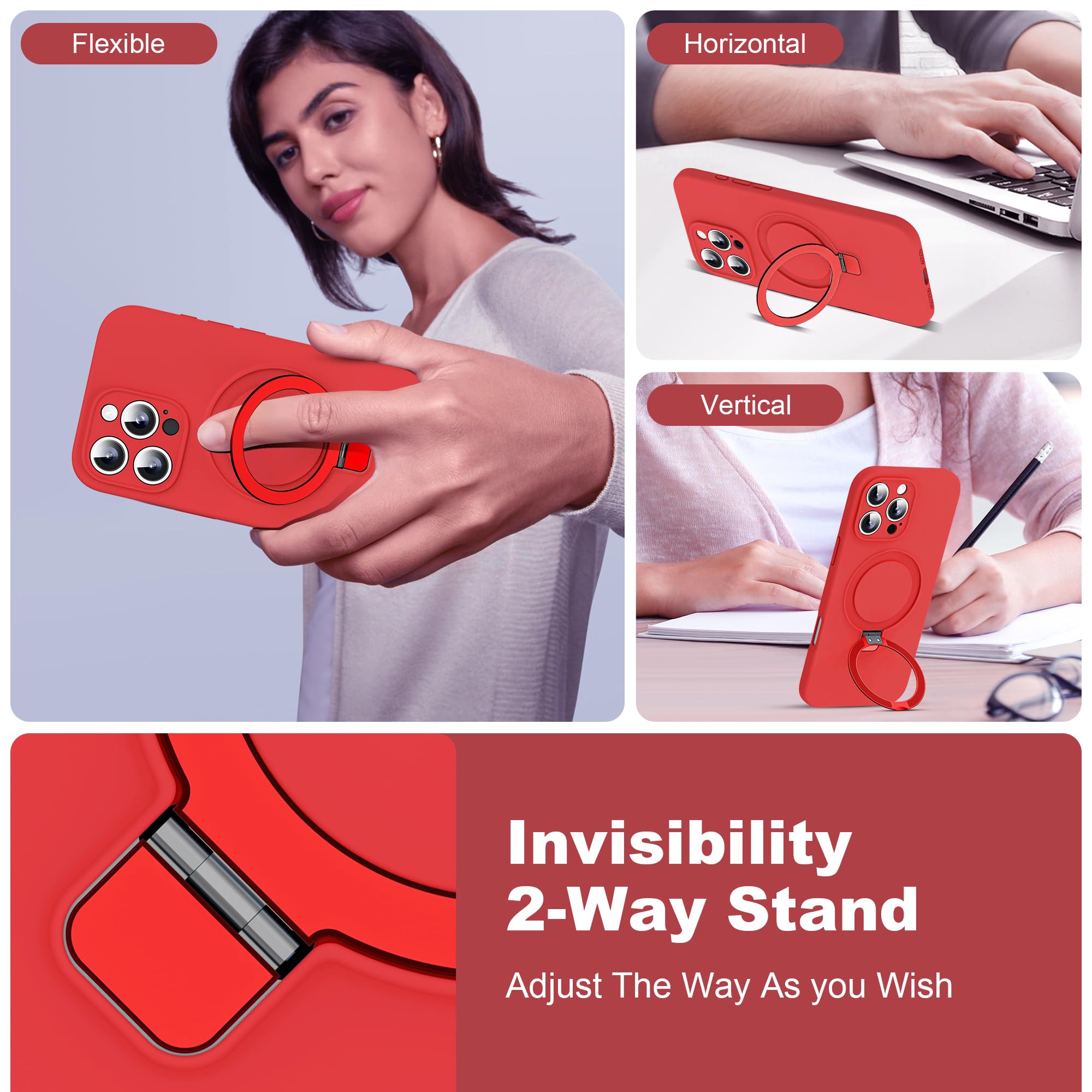 Skylmw Designed For Iphone 16 Pro Max Case With Magnetic Invisible Stand Compatible With Mag Safe Military Drop Tested Shockproo