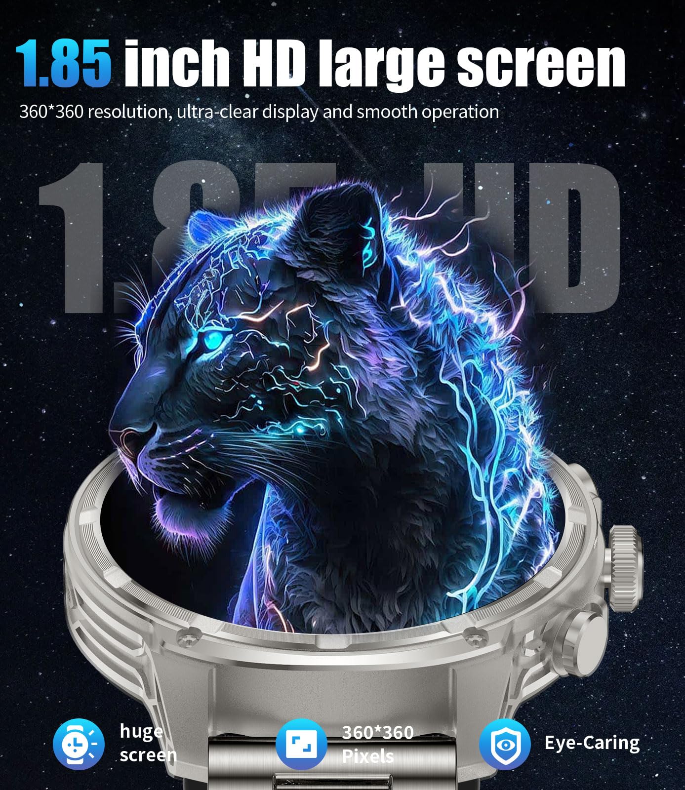 Lige Military Smart Watches For Men With 80-Days Standby(710Mah)/Flashlight/50M Waterproof/1.85 '' Hd Large Screen,100+ Sports F