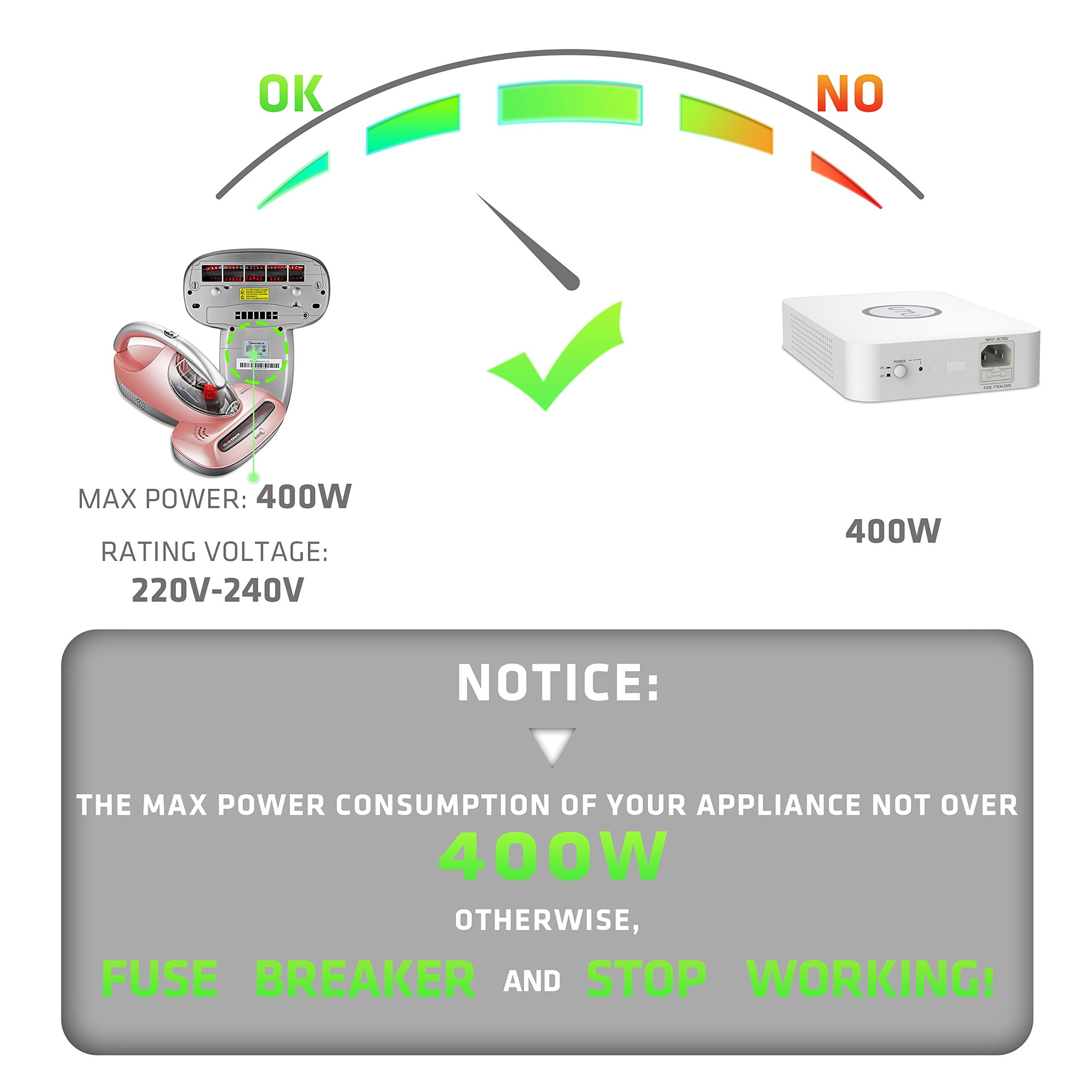 Umi 110V To 220V Step Up Voltage Converter 500W For Europe China Korea 220V 240V Appliances Use In Us Canada Mexico  Circuit Bre