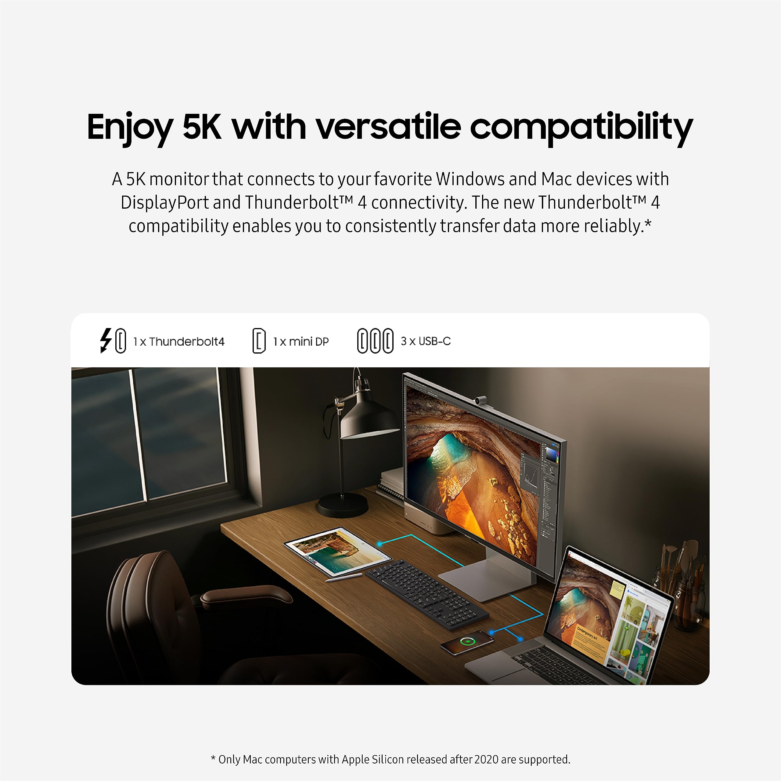 Samsung 27 Viewfinity S9 Series 5K Computer Monitor, Thunderbolt 4, Displayport, Matte Display, 4K Slimfit-Camera, Slim Metal De