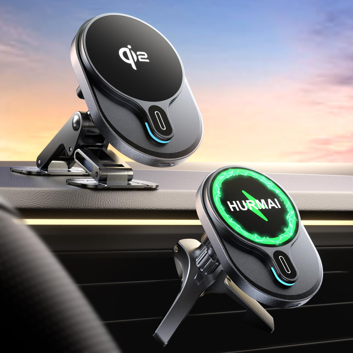 Hurmai For Qi2 15W Magsafe Car Mount Charger,Dash & Vent Wireless Cars Mount Charger Phone Holder Mounts For Iphone 16/15/14/13/