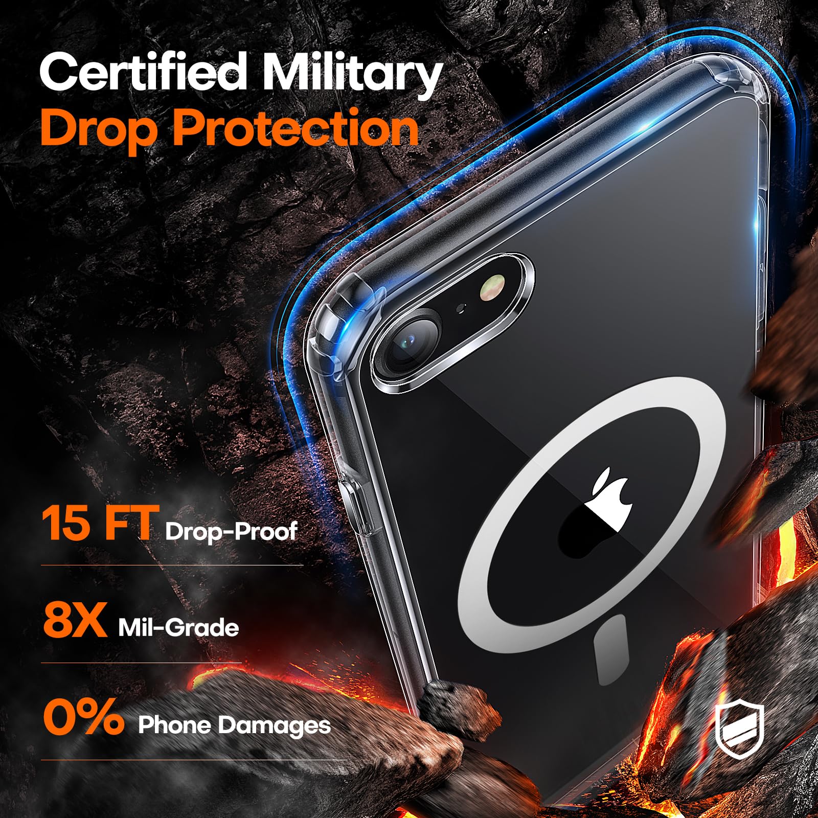 Tauri Magnetic For Iphone Se Case 2022/3Rd/2020/2Rd, For Iphone 8/7 Case Clear, Compatible With Magsafe, [Not Yellowing] With 2X