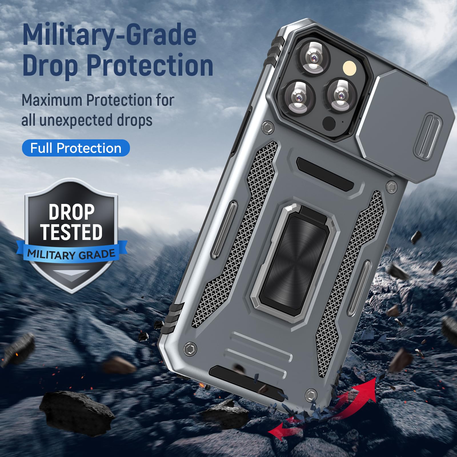 Sefing Phone Case For 16 Pro Iphone Case Iphone 16 Pro Phone Case With Kickstand Ring Holder, With Camera Cover, With Magnet Car