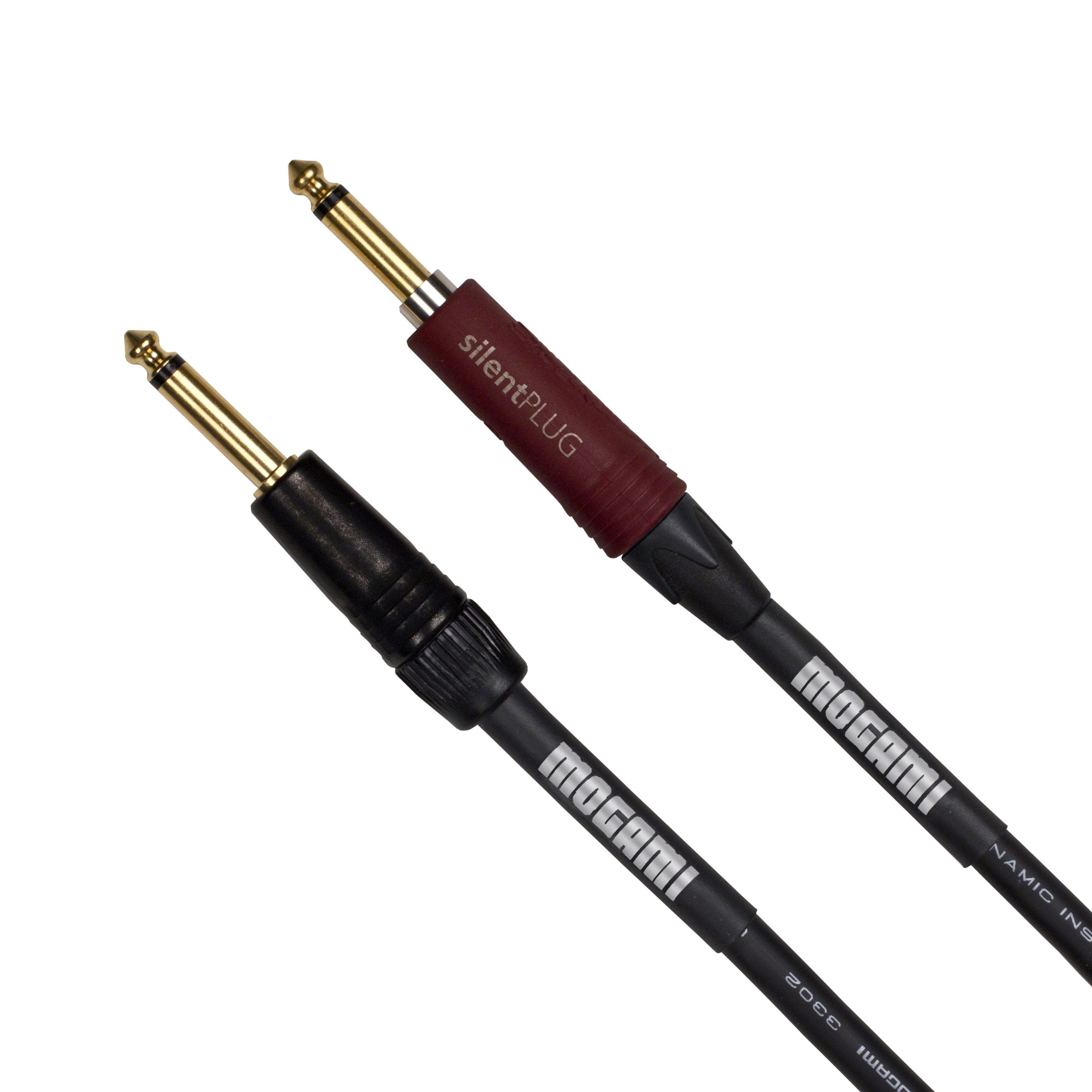 Mogami Platinum Guitar 30 Instrument Cable, 1/4'' Ts Male Plugs, Gold Contacts, Straight Connectors With Silentplug, 30 Foot