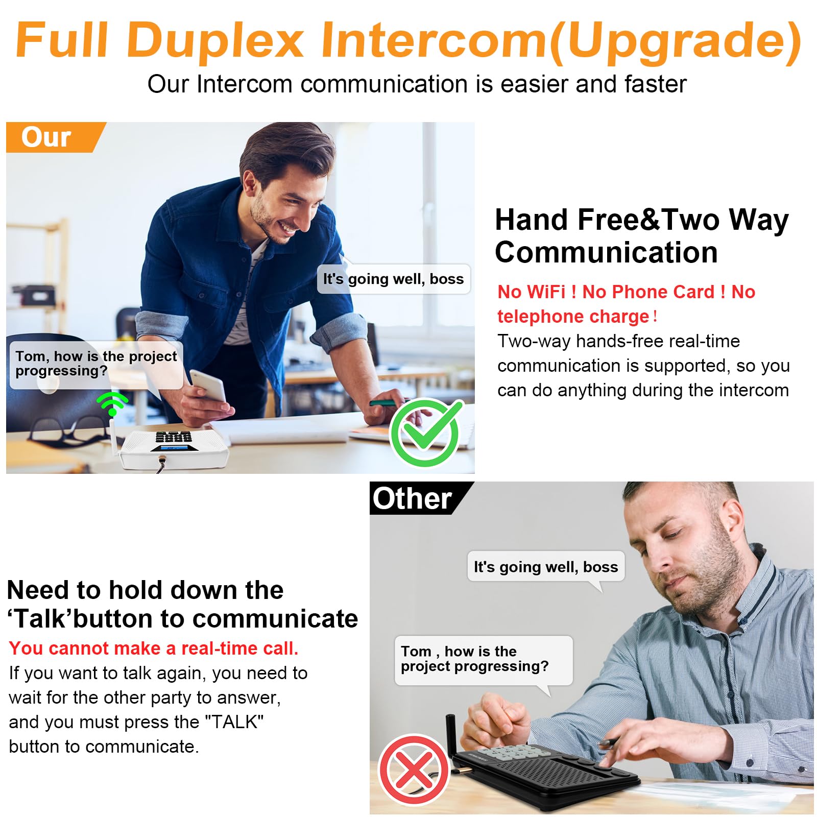 Intercoms Wireless For Home Upgrade 2024, Hands Free Intercom 5300 Feet Range, Real Time Two Way Communication Full Duplex Inter