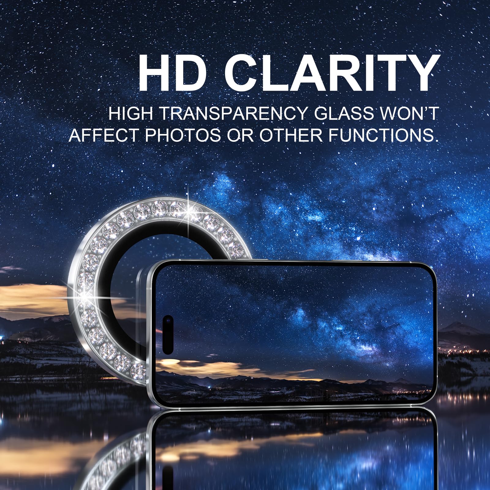 Choiche Compatible For Iphone 16 Pro/Iphone 16 Pro Max Camera Lens Protector Bling, 9H Tempered Glass Camera Cover Screen Protec
