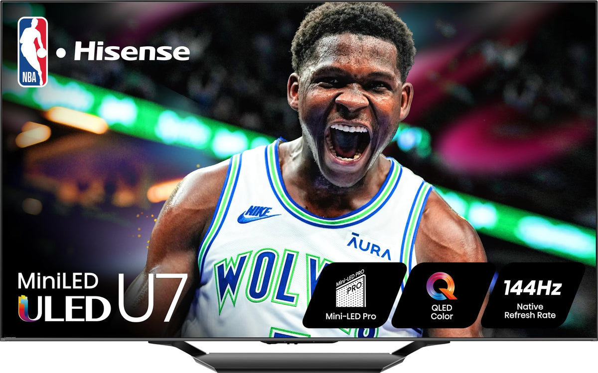 Hisense 55-Inch Class U7 Series Mini-LED ULED 4K UHD Google Smart TV (55U7N, 2024 Model) - QLED, Dolby Vision IQ, Dolby Atmos, Full Array Local Dimming, 144Hz Game Mode Pro, VRR, Alexa Compatibility