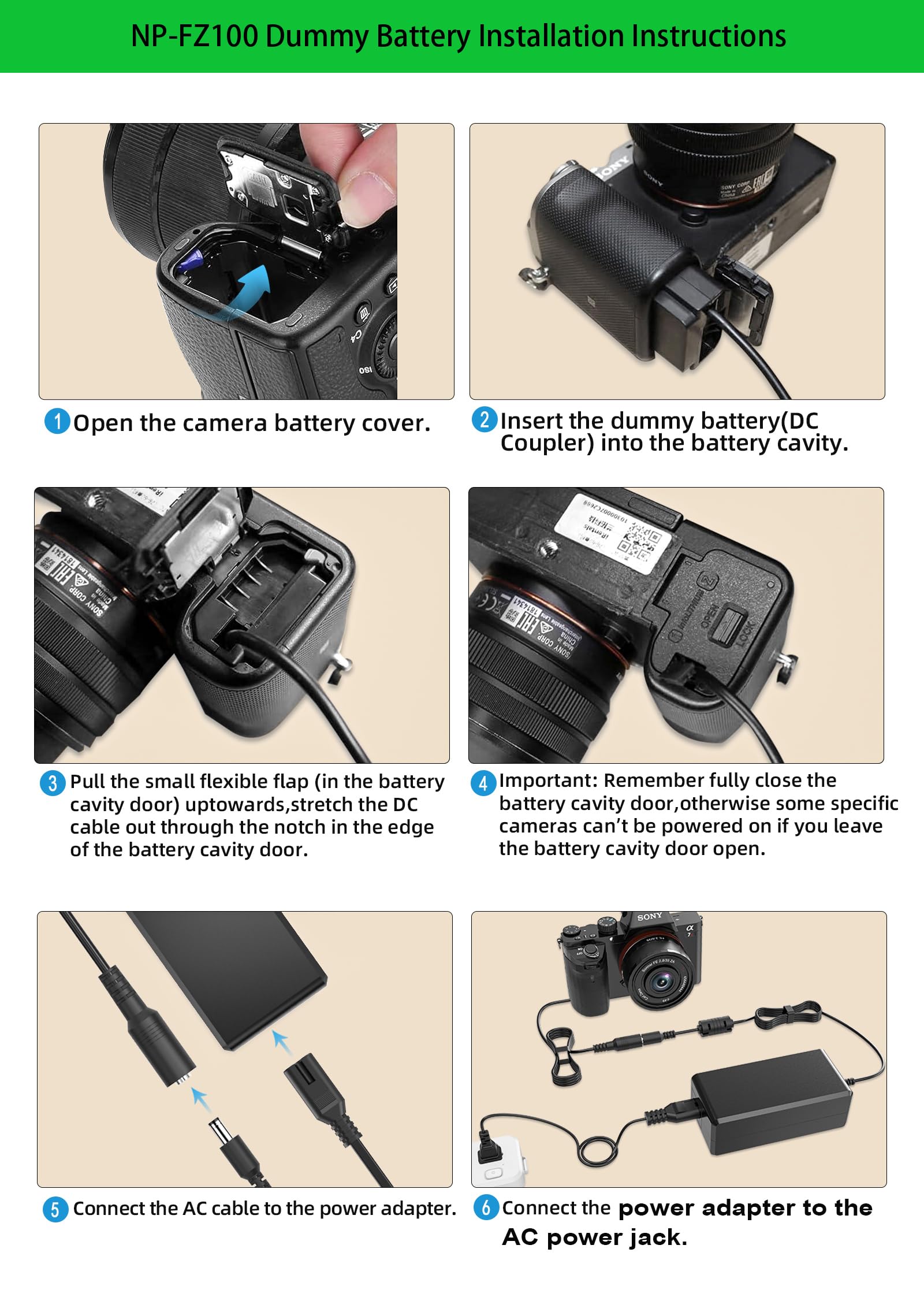 Gonine Np Fz100 A7Iii Dummy Battery Npfz100 Continuous Power Supply Adapter Kit, Compatible For Sony Alpha A7Iii A7Iv A6700 A6600 Zv E1, A7Siii A7C A1 Fx3 A7R3 A7R Iv, A9 A9R A9S Cameras.