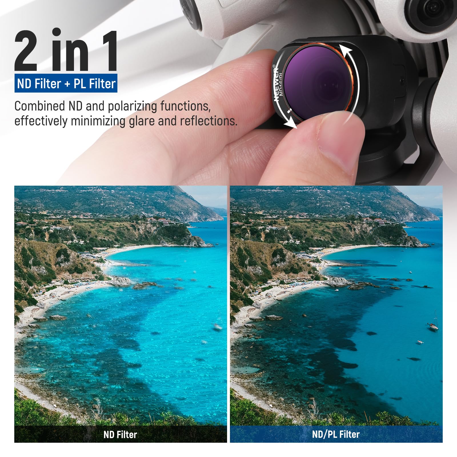 Neewer Nd/Pl Filter Set Compatible With Dji Mini 4 Pro, 6 Pack Uv Cpl Nd8/Pl Nd16/Pl Nd32/Pl Nd64/Pl Polarizer Neutral Density D