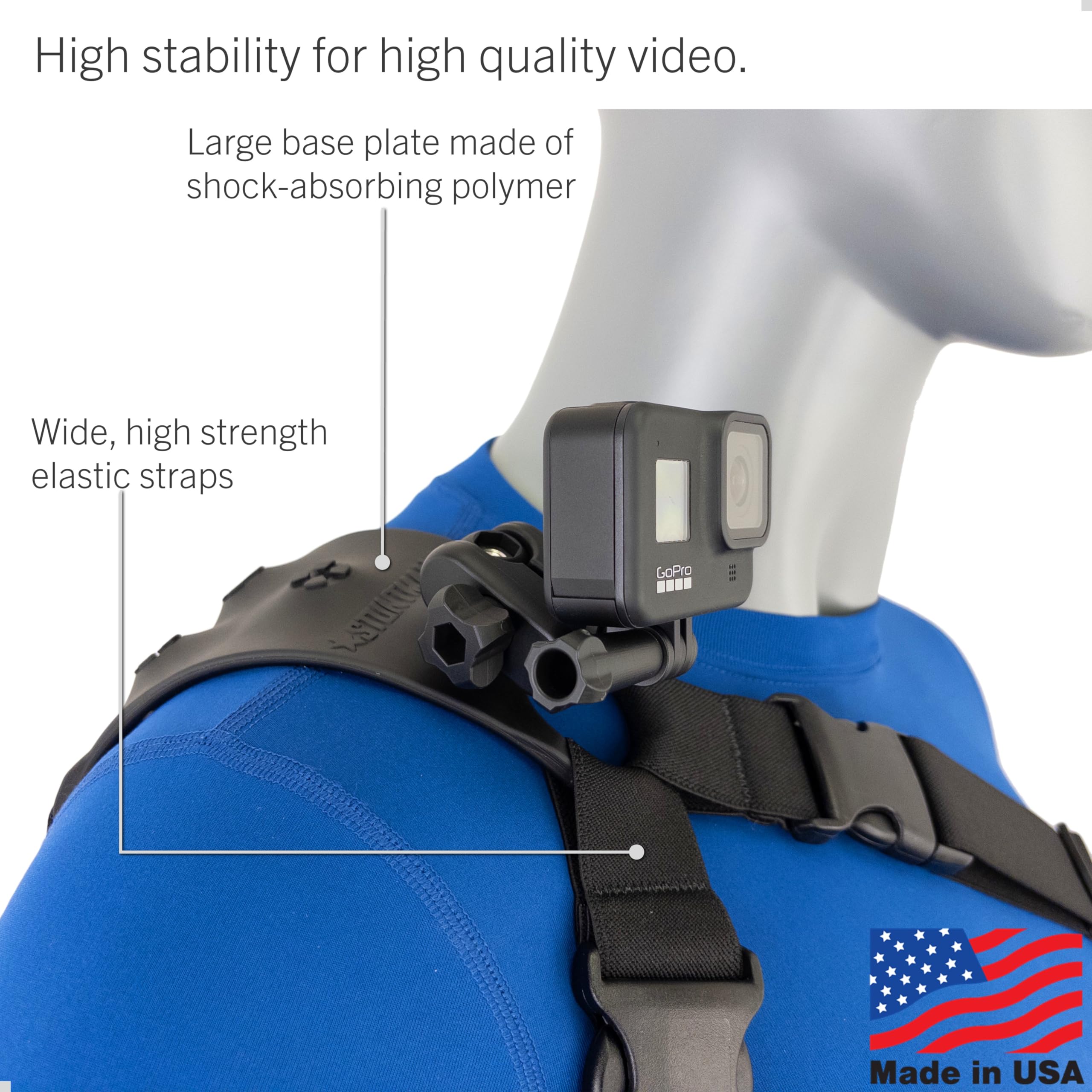 STUNTMAN 360 Shoulder Mount for Action Cameras - Fits GoPro, DJI Osmo, Insta360 - Black, High Stability, Model STM360