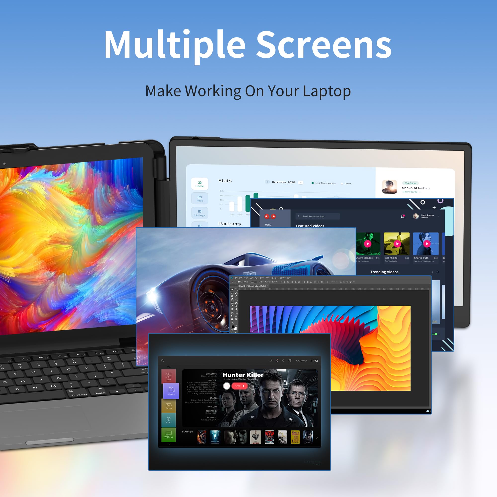 Sharanix Laptop Screen Extender,14'' Dual Screen Laptop Monitor Extender,Fhd 1080P Ips Portable Monitor For 13''   17'' Laptop,U